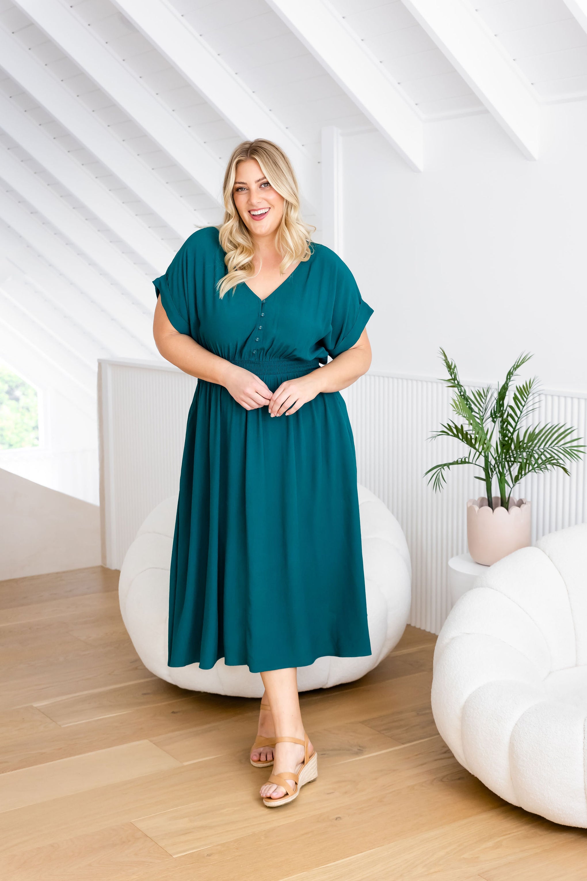 Millie Dress in Forest Green