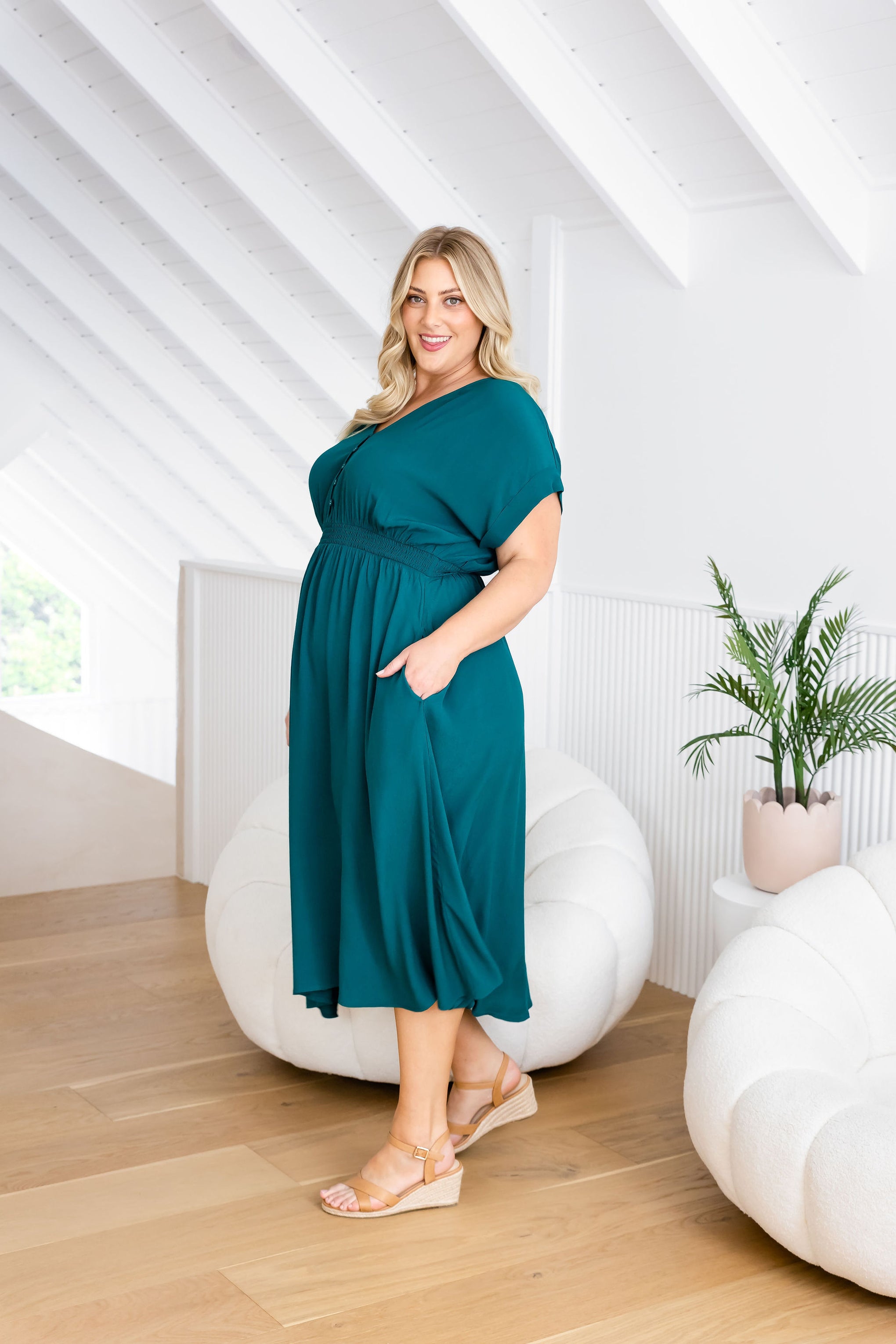 Millie Dress in Forest Green