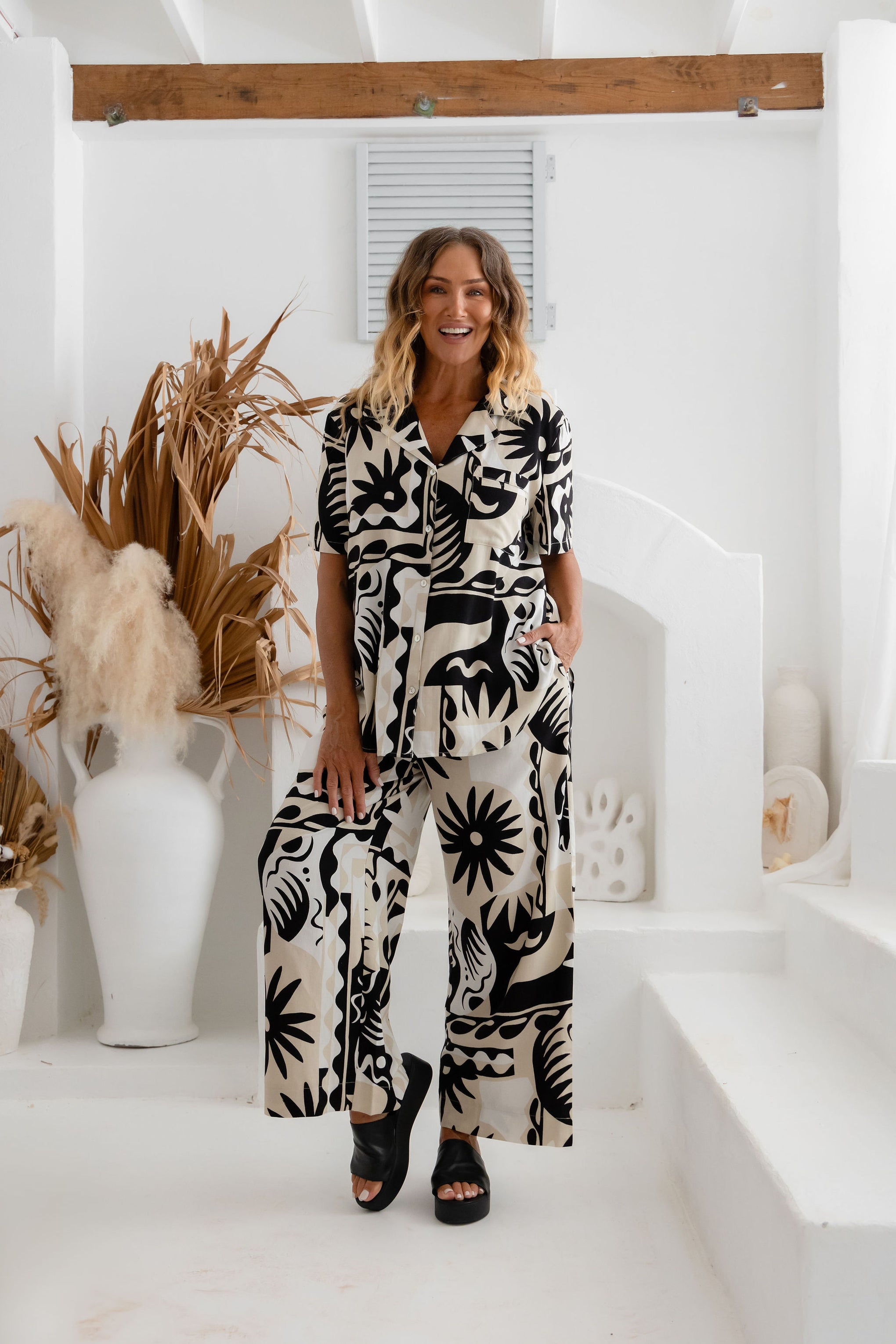Gina Linen Blend Pant in Neptune