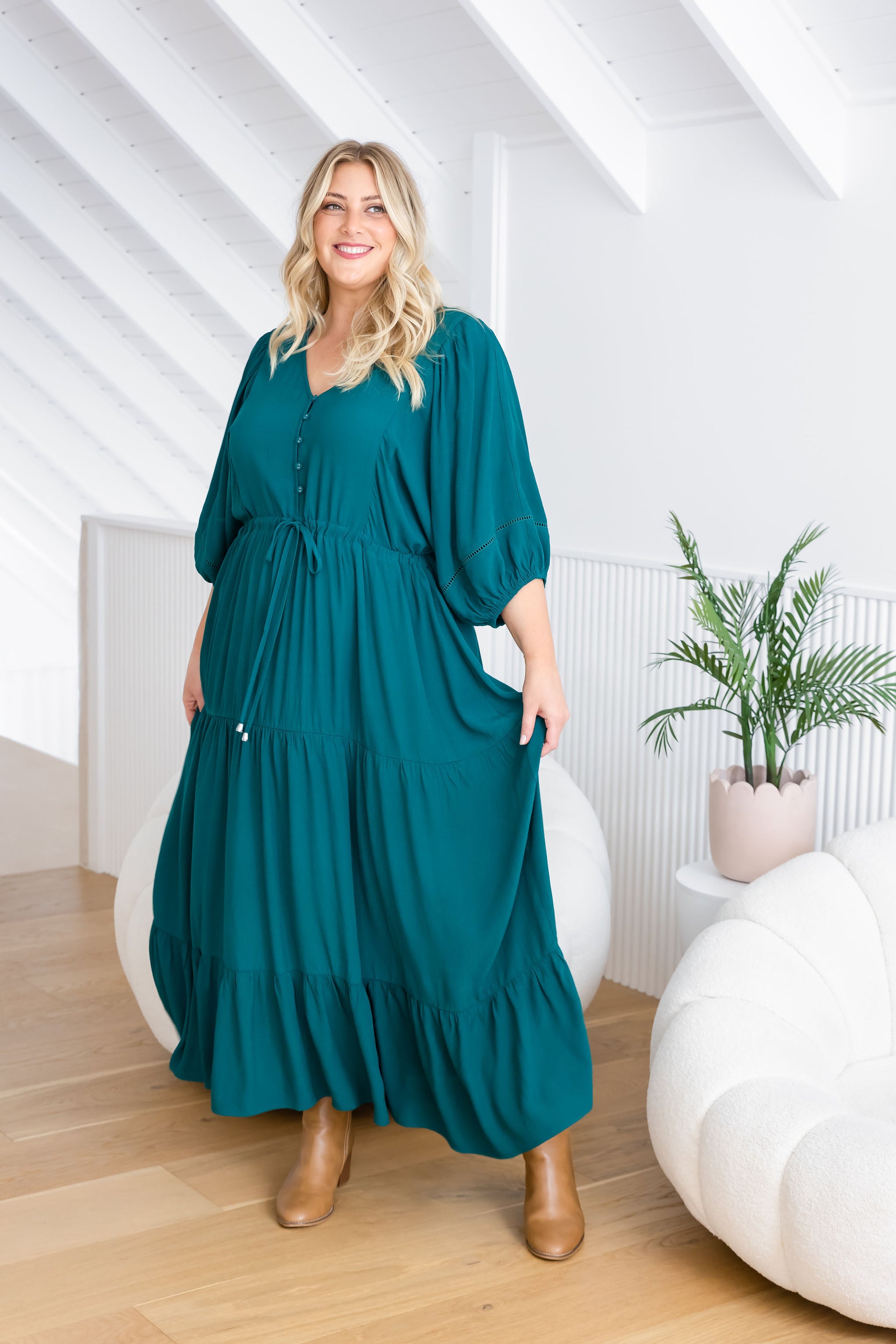 Addison Dress in Forest Green