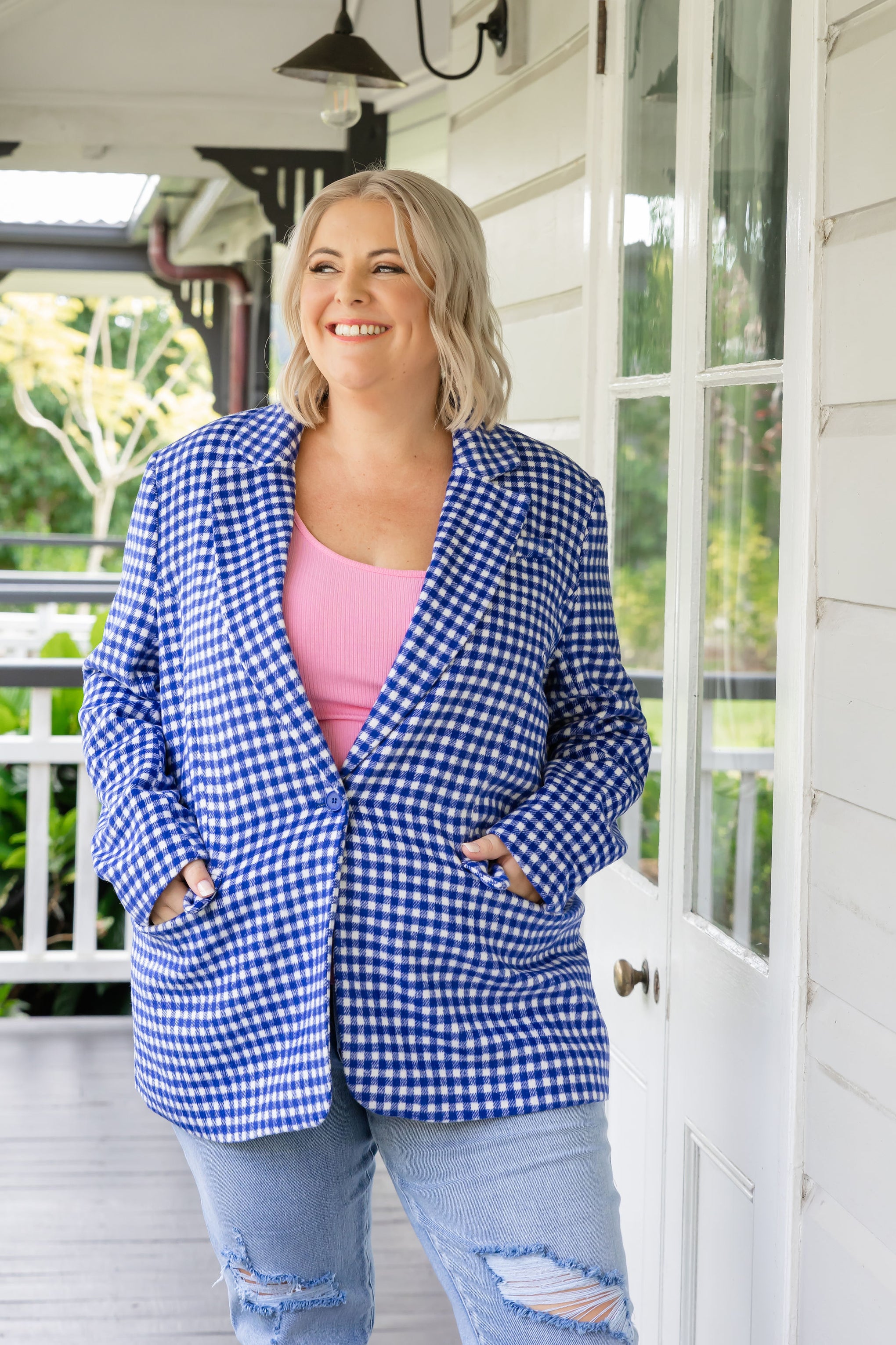 Dion Jacket in Cobalt Check