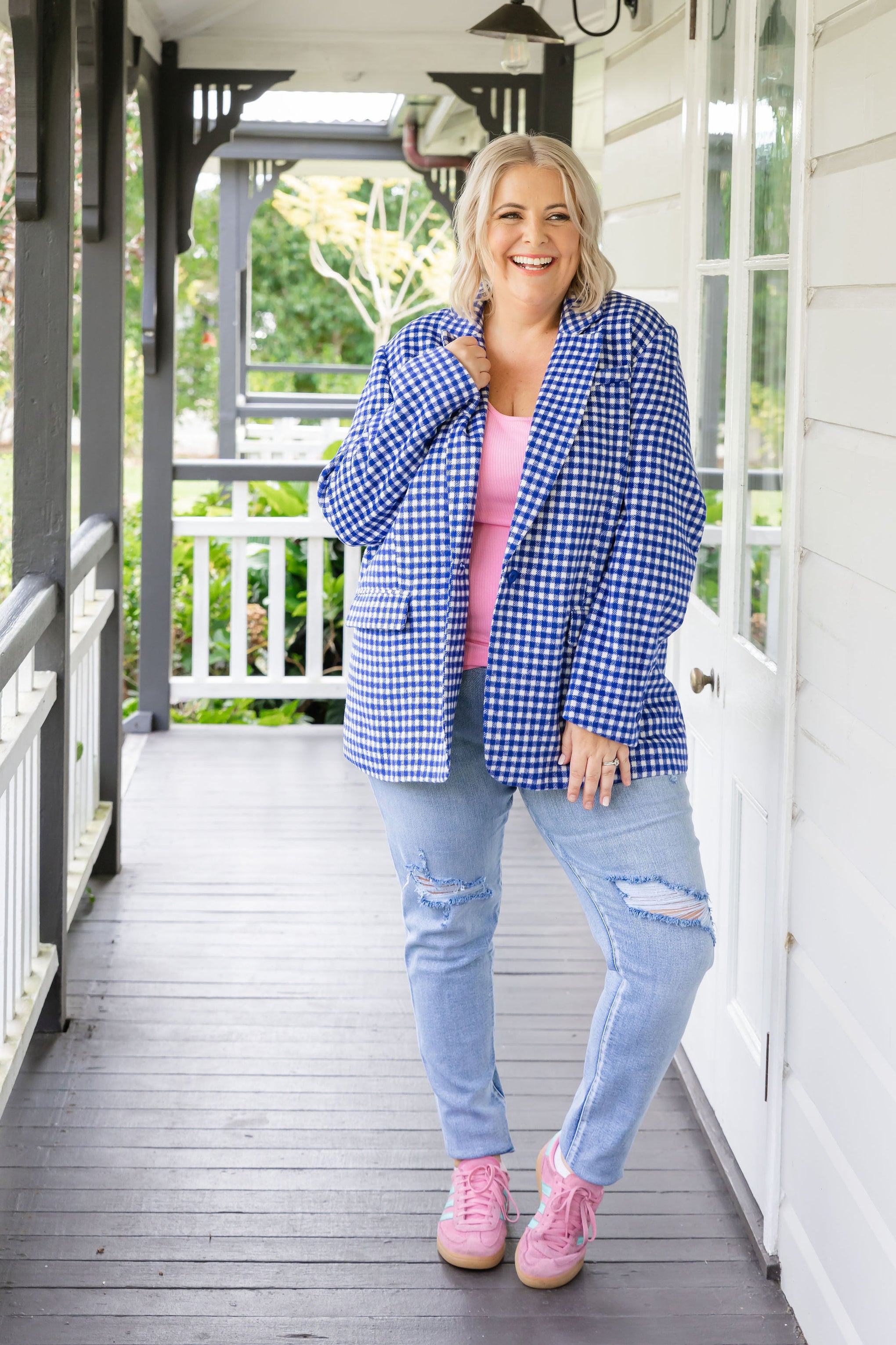 Dion Jacket in Cobalt Check