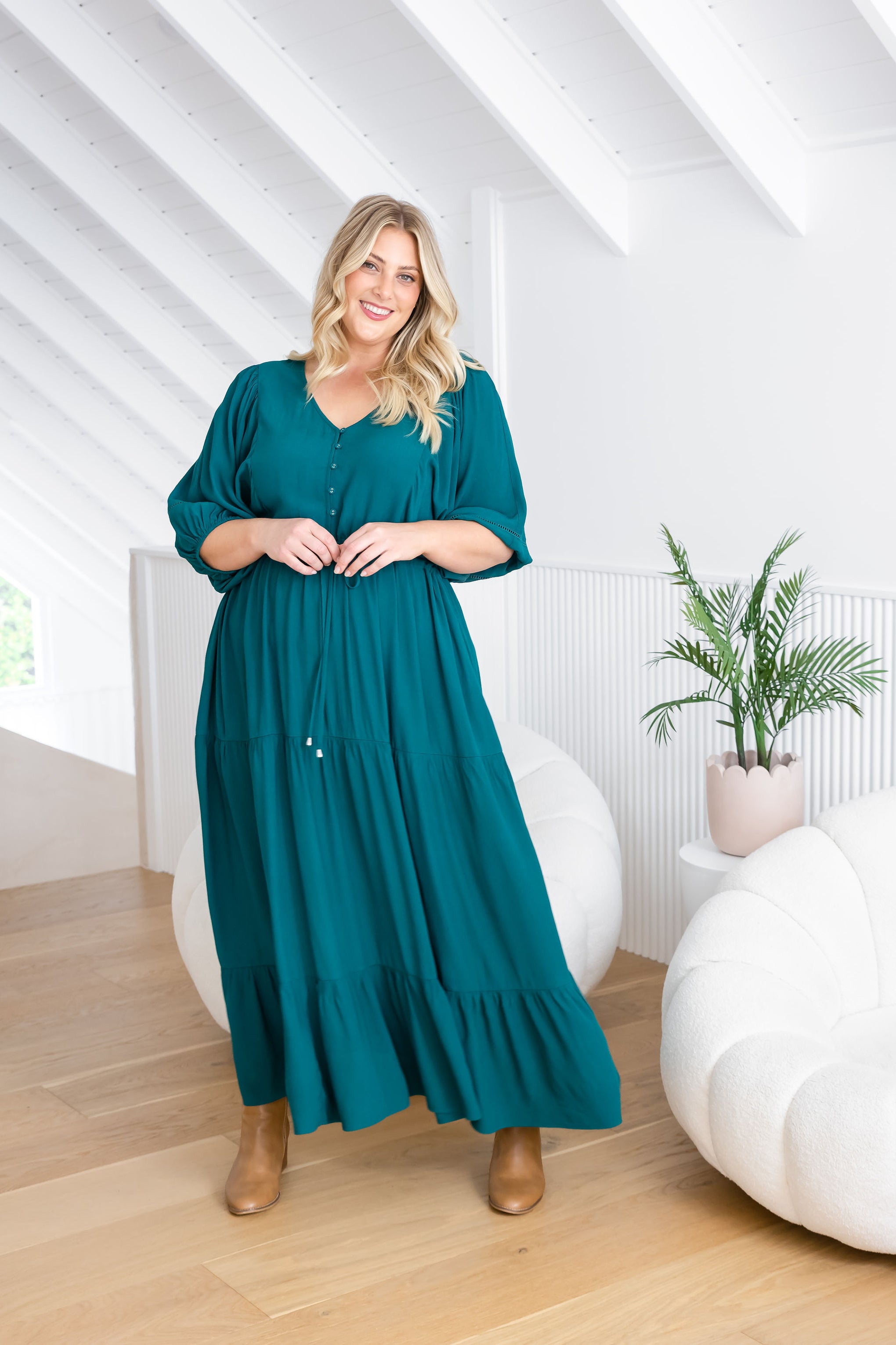 Addison Dress in Forest Green