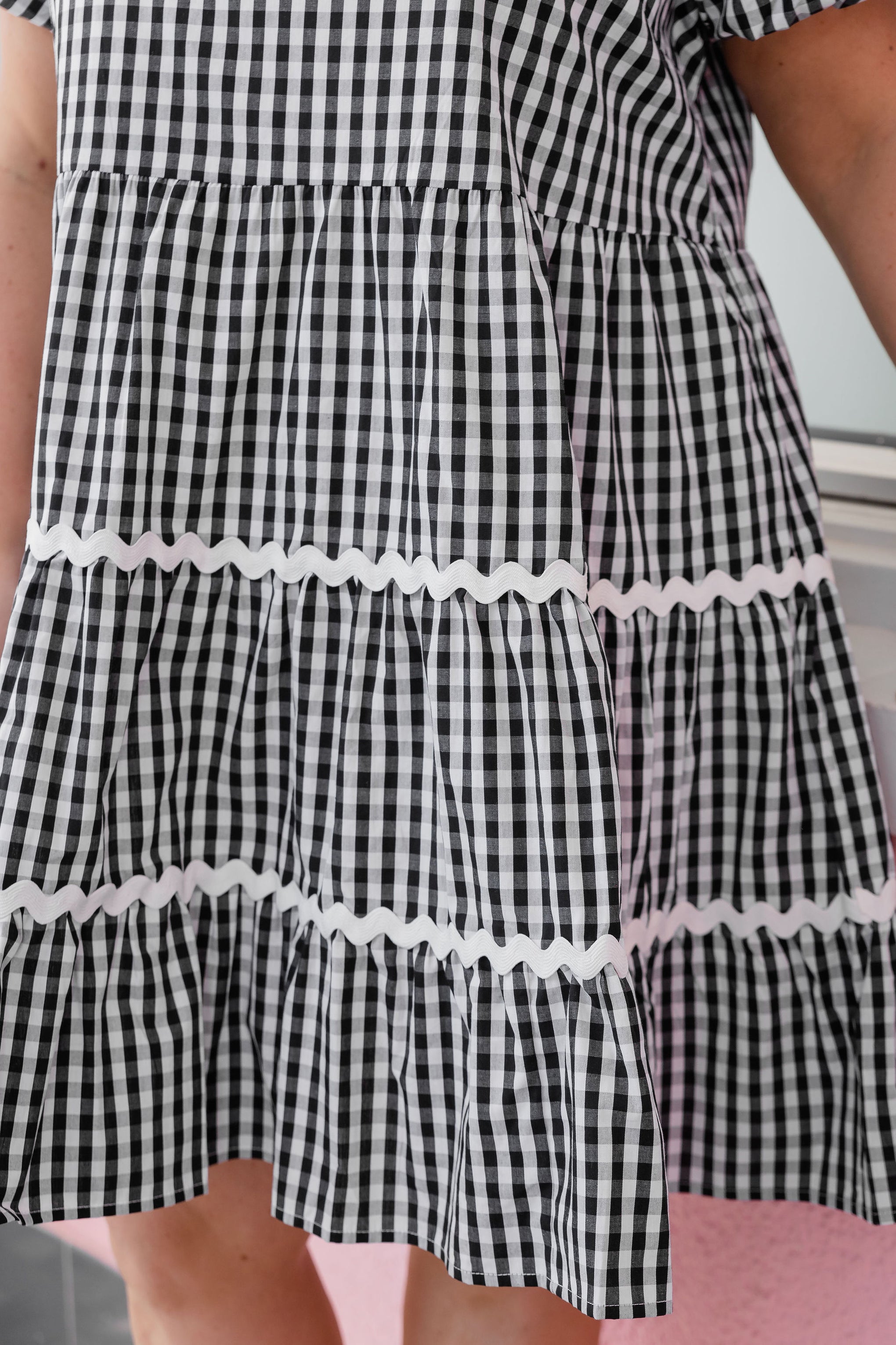 Greta Party Dress in Gingham Black