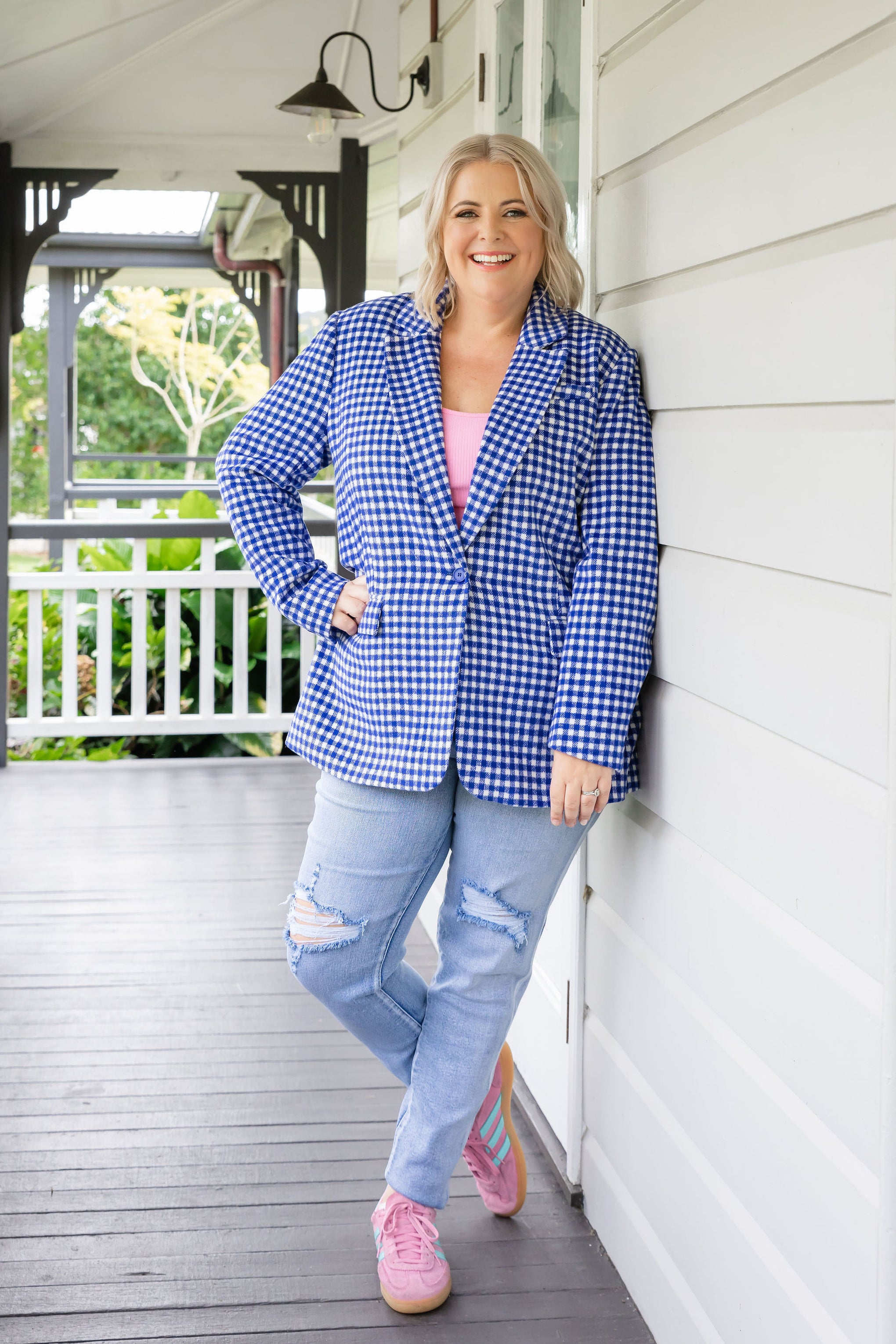 Dion Jacket in Cobalt Check