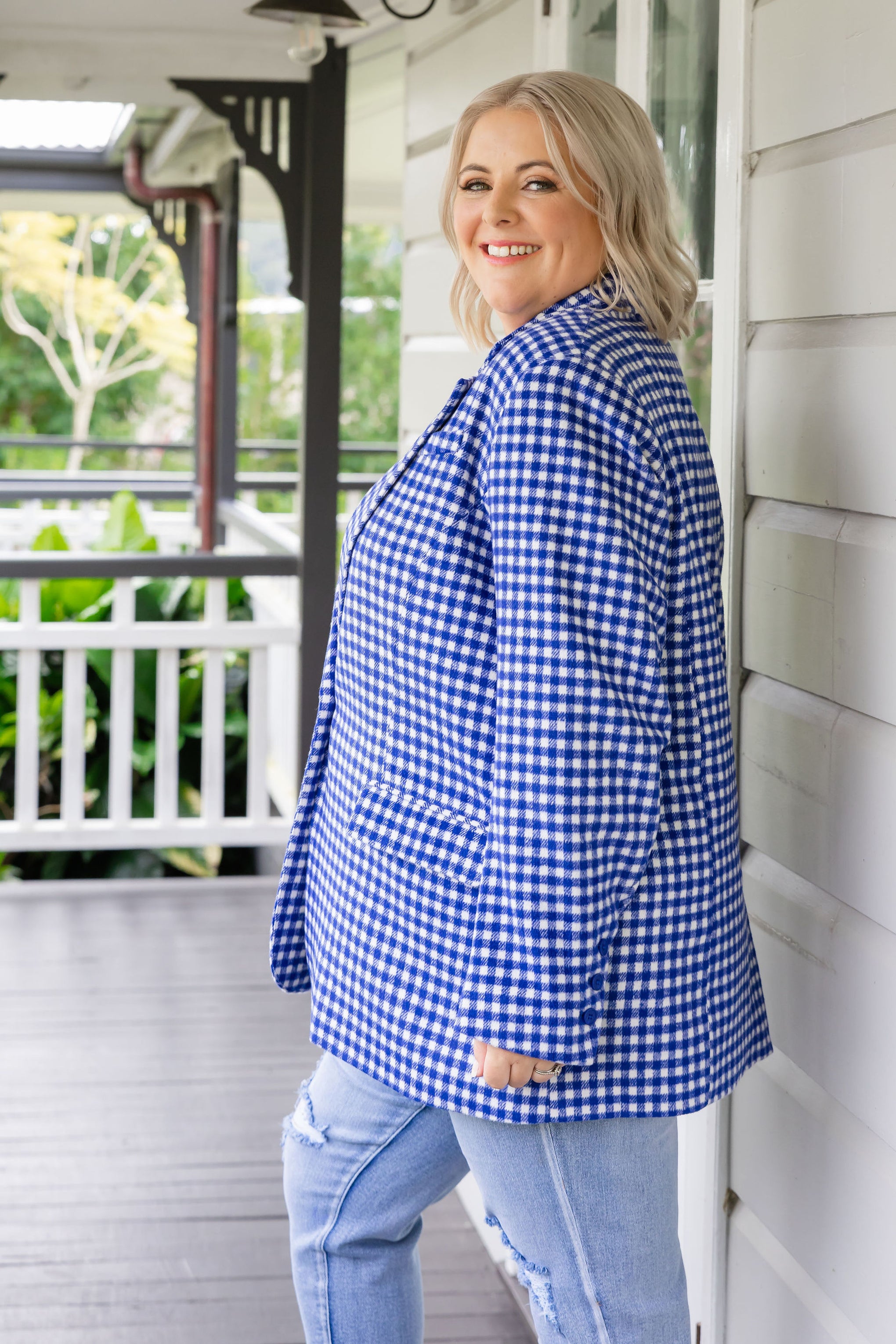 Dion Jacket in Cobalt Check