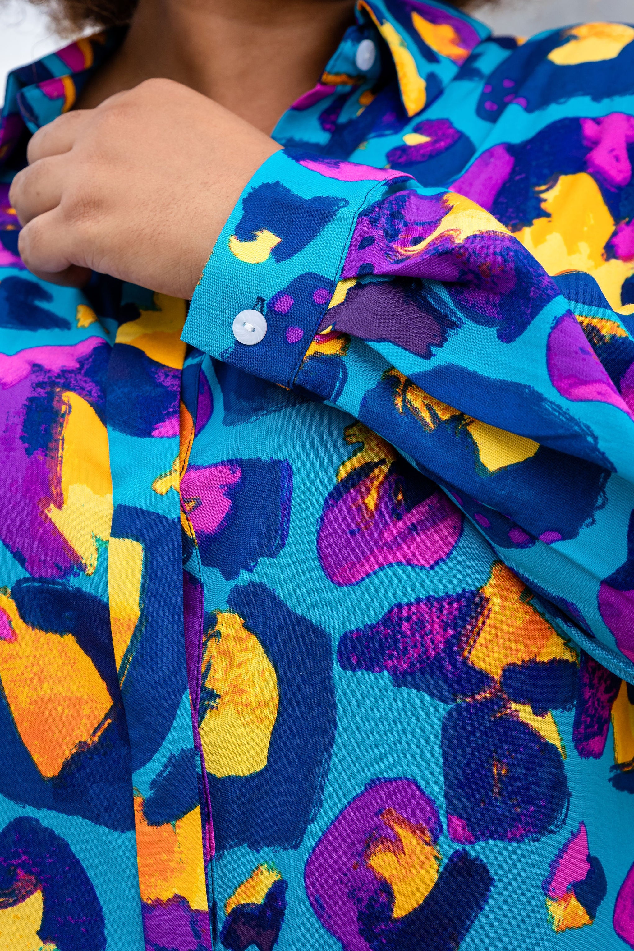 Dani Shirt in Blue Leopard by Kasey Rainbow