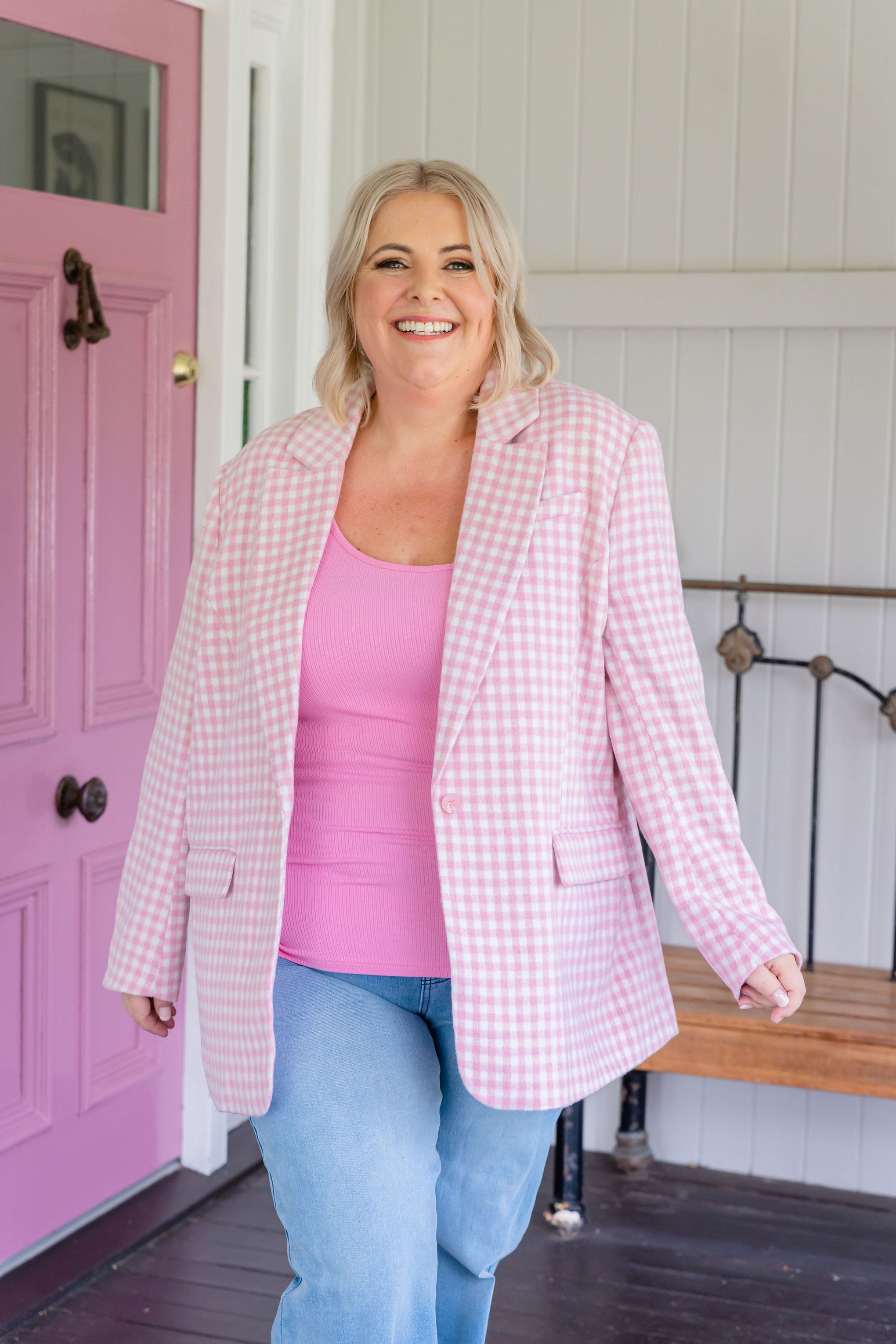 Dion Jacket in Pink Check