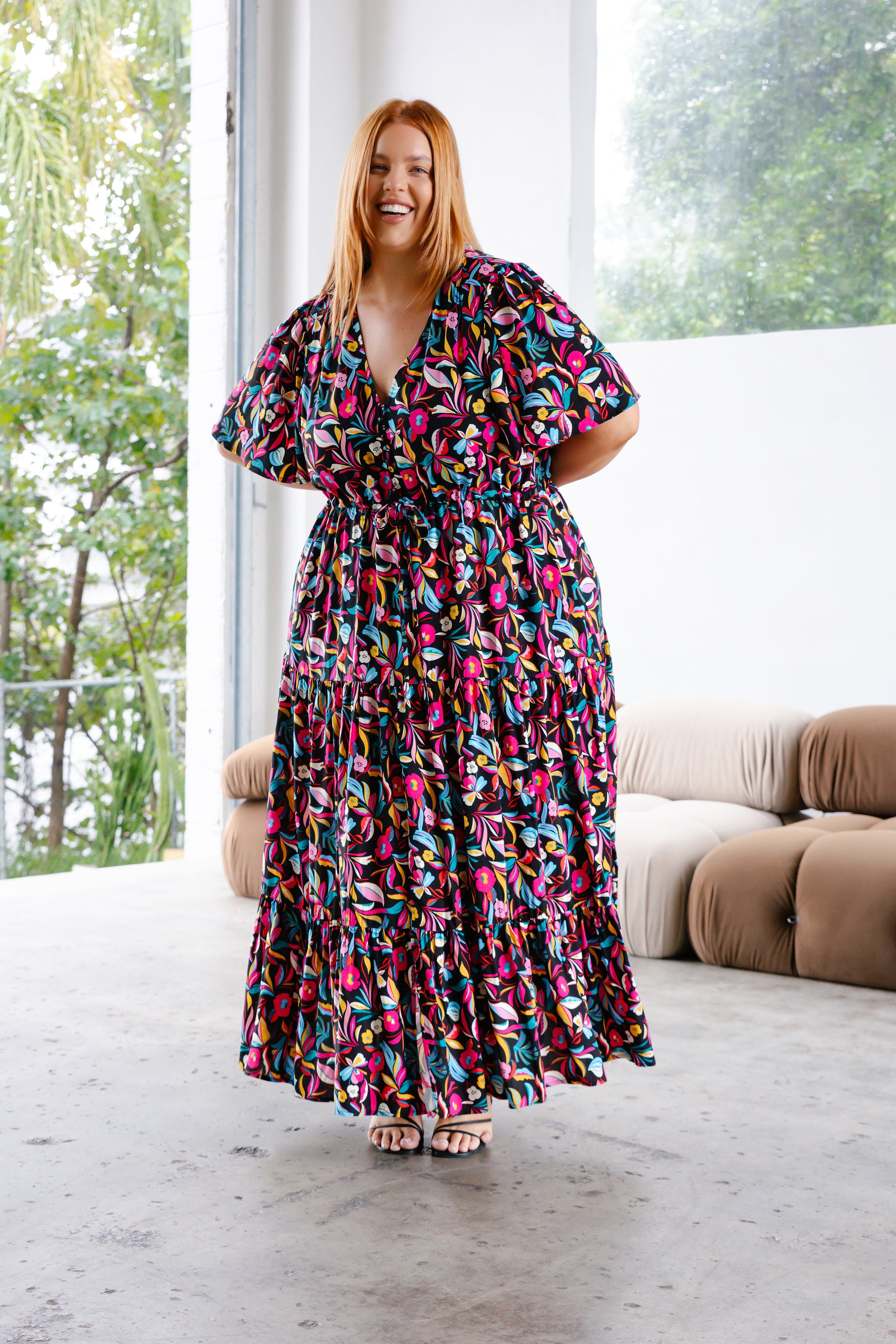 Bonnie Maxi Dress in Night Flora Proud Poppy Clothing