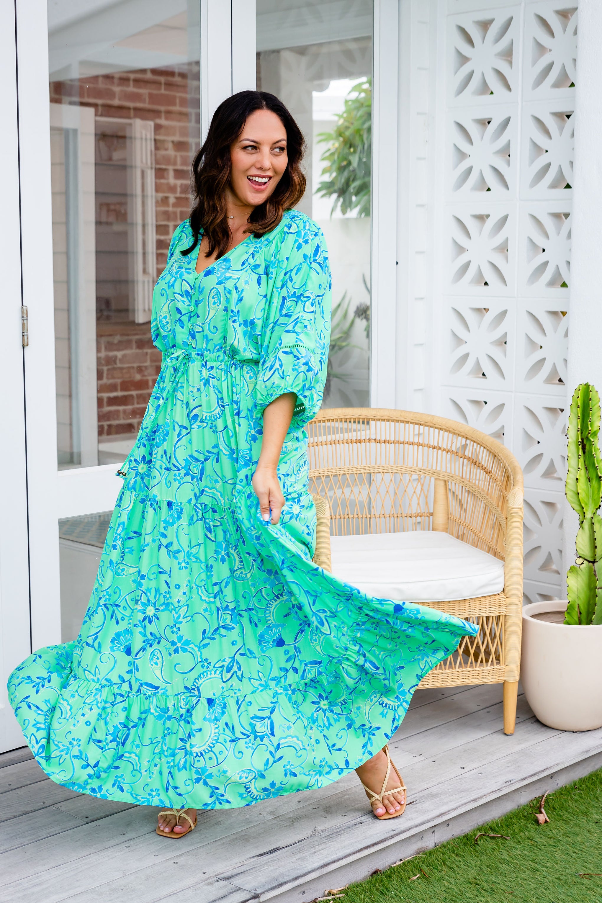 Addison Dress in Evergreen Print