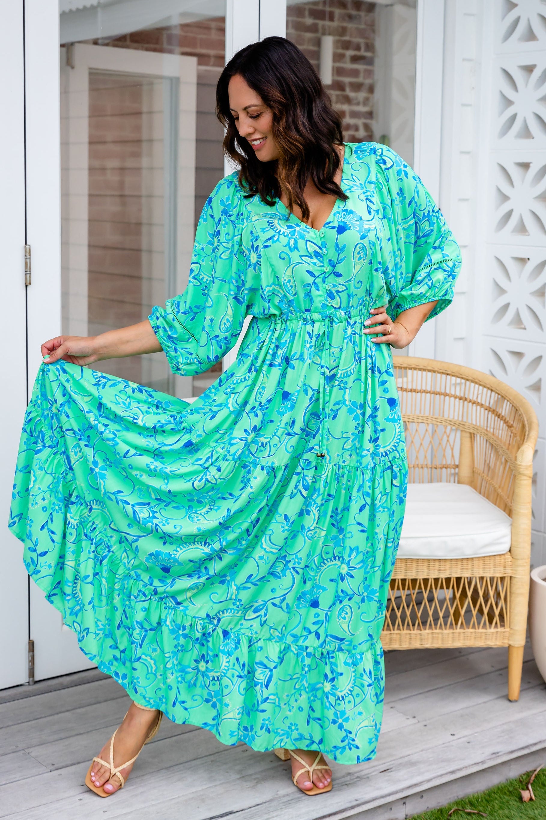 Addison Dress in Evergreen