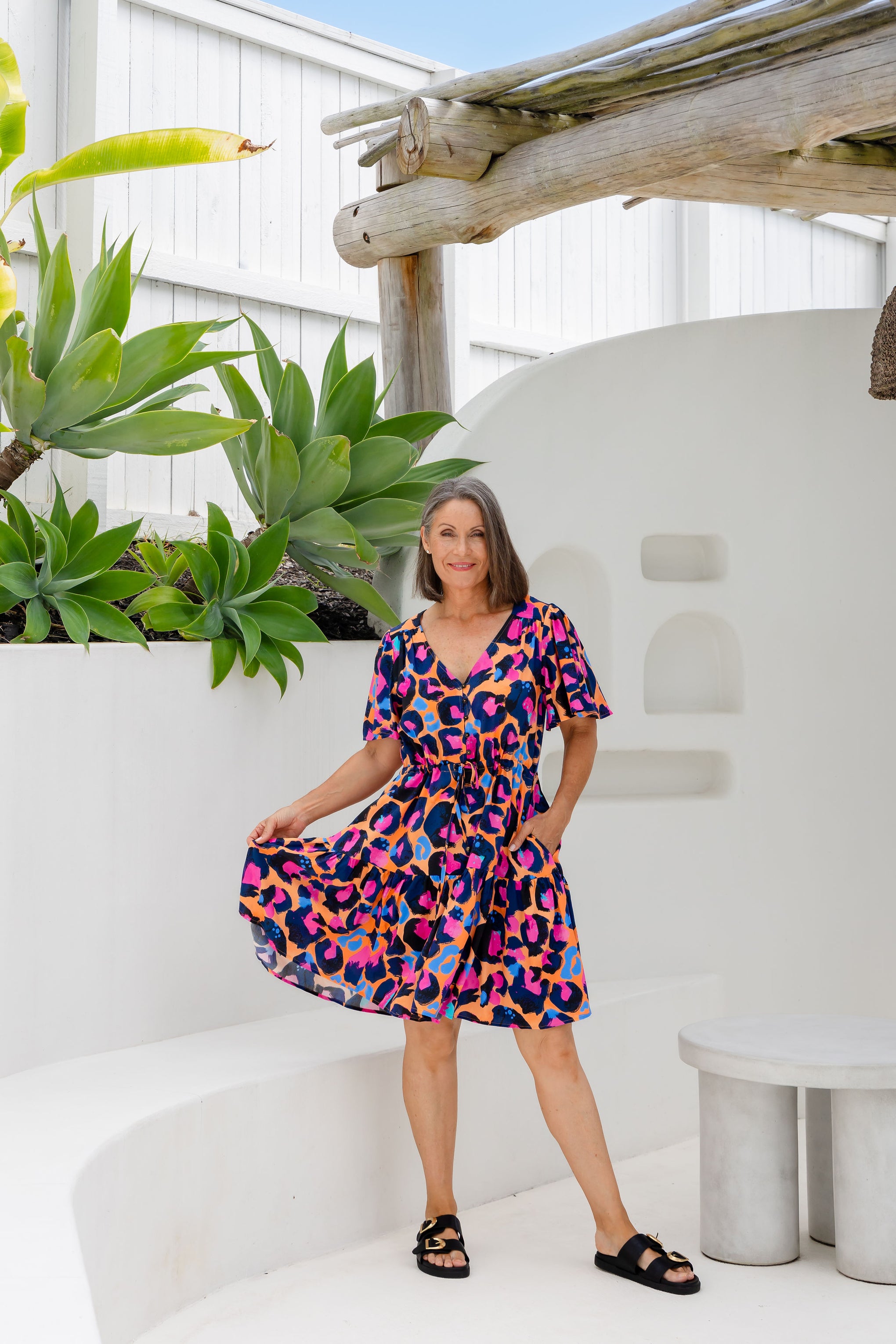 Esmae Dress in Sherbie - Peach Leopard by Kasey Rainbow