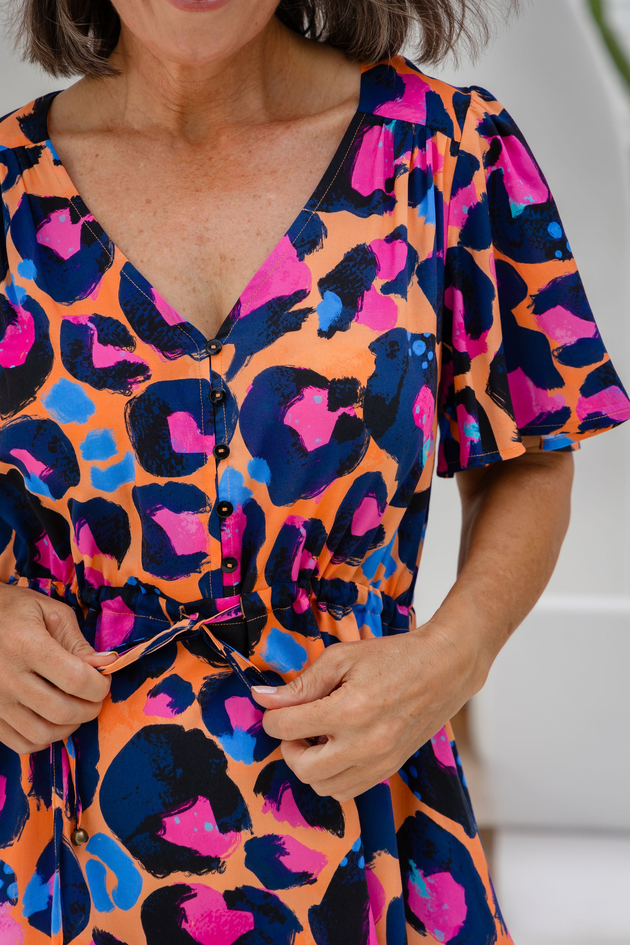 Esmae Dress in Sherbie - Peach Leopard by Kasey Rainbow