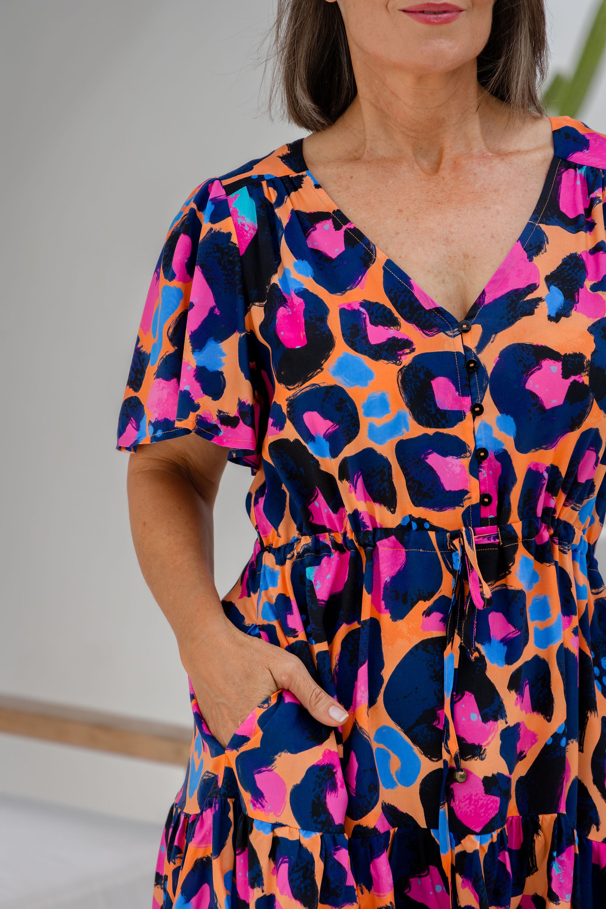 Esmae Dress in Sherbie - Peach Leopard by Kasey Rainbow