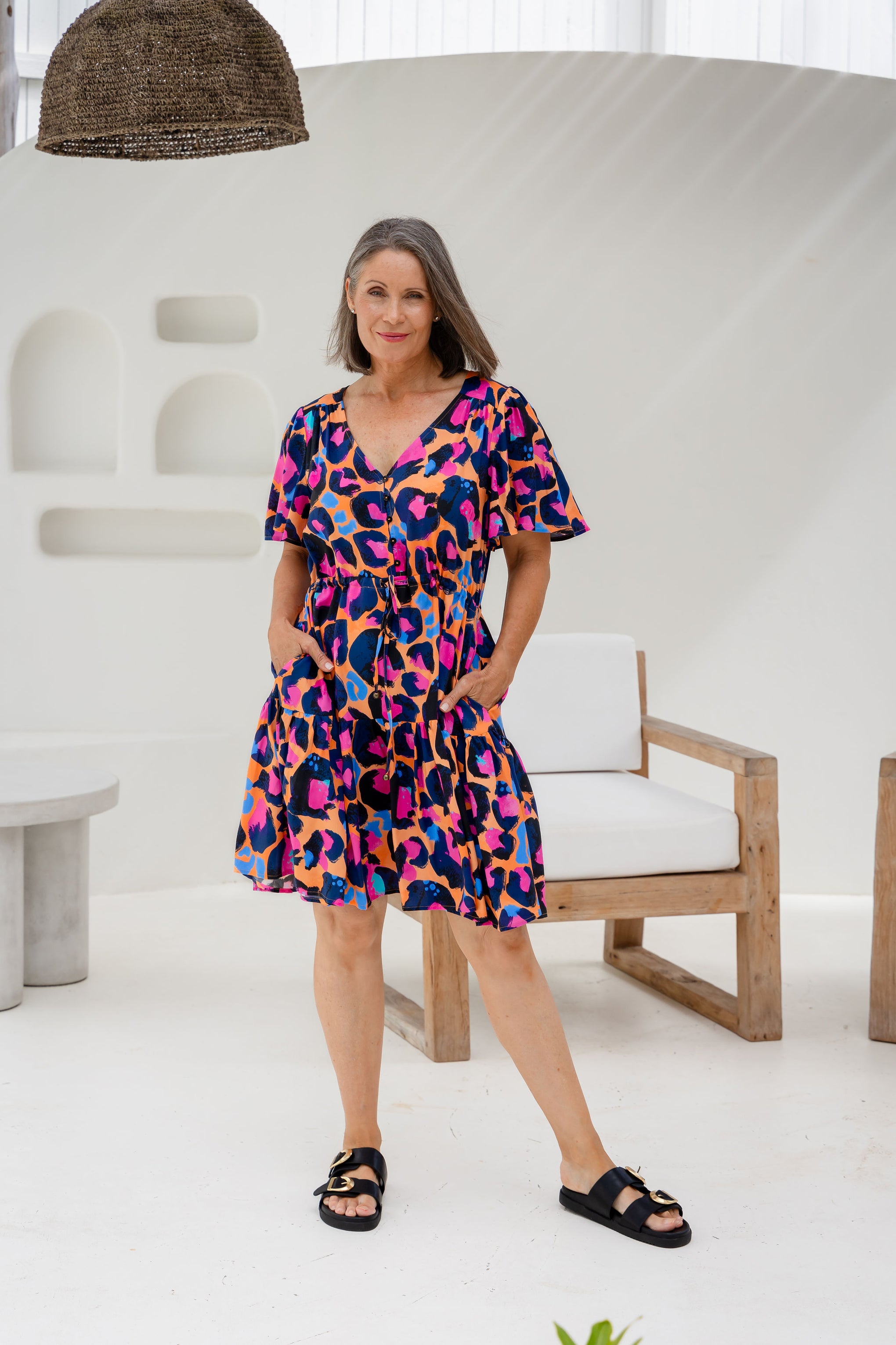 Esmae Dress in Sherbie - Peach Leopard by Kasey Rainbow