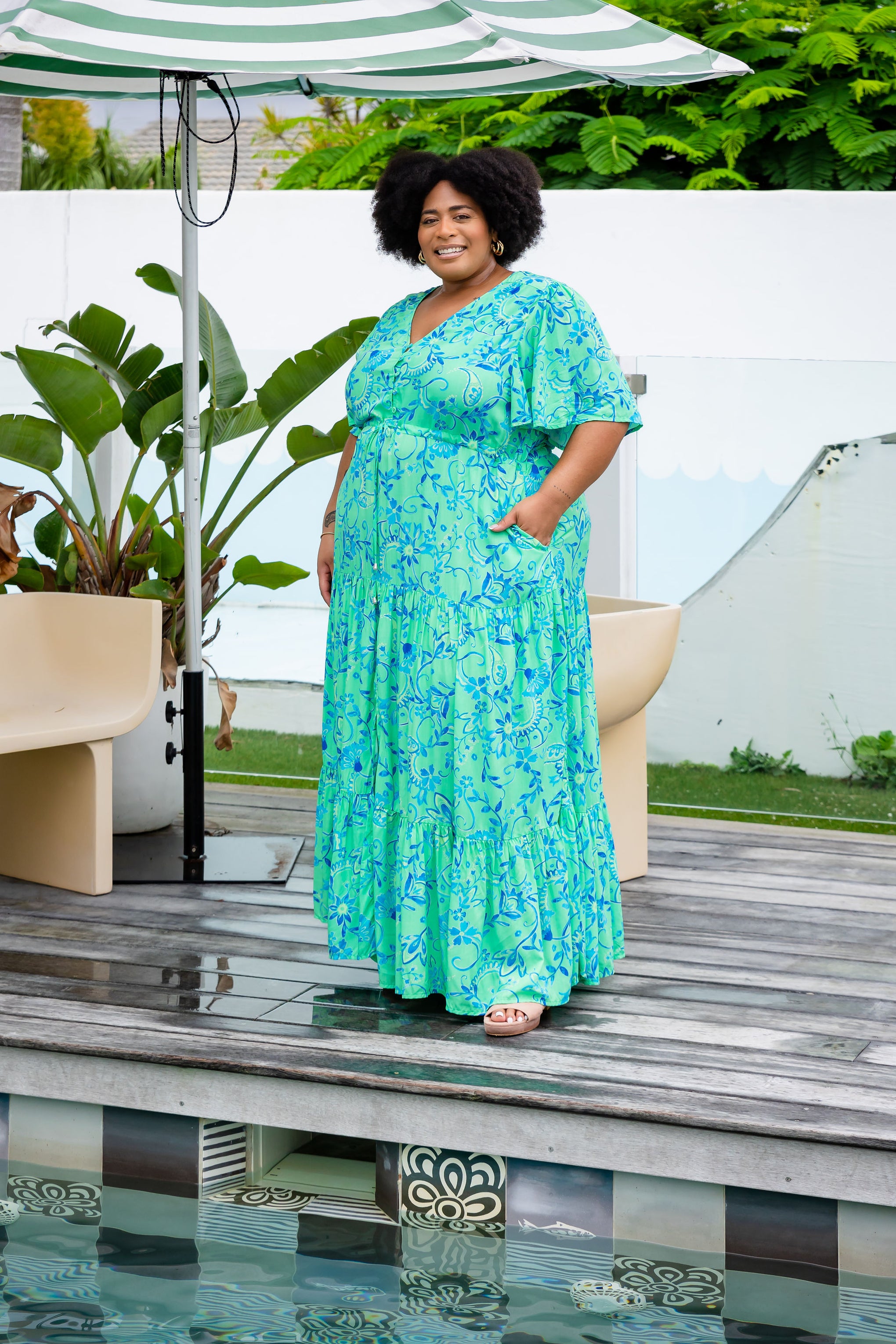 Bonnie Maxi Dress in Evergreen Print