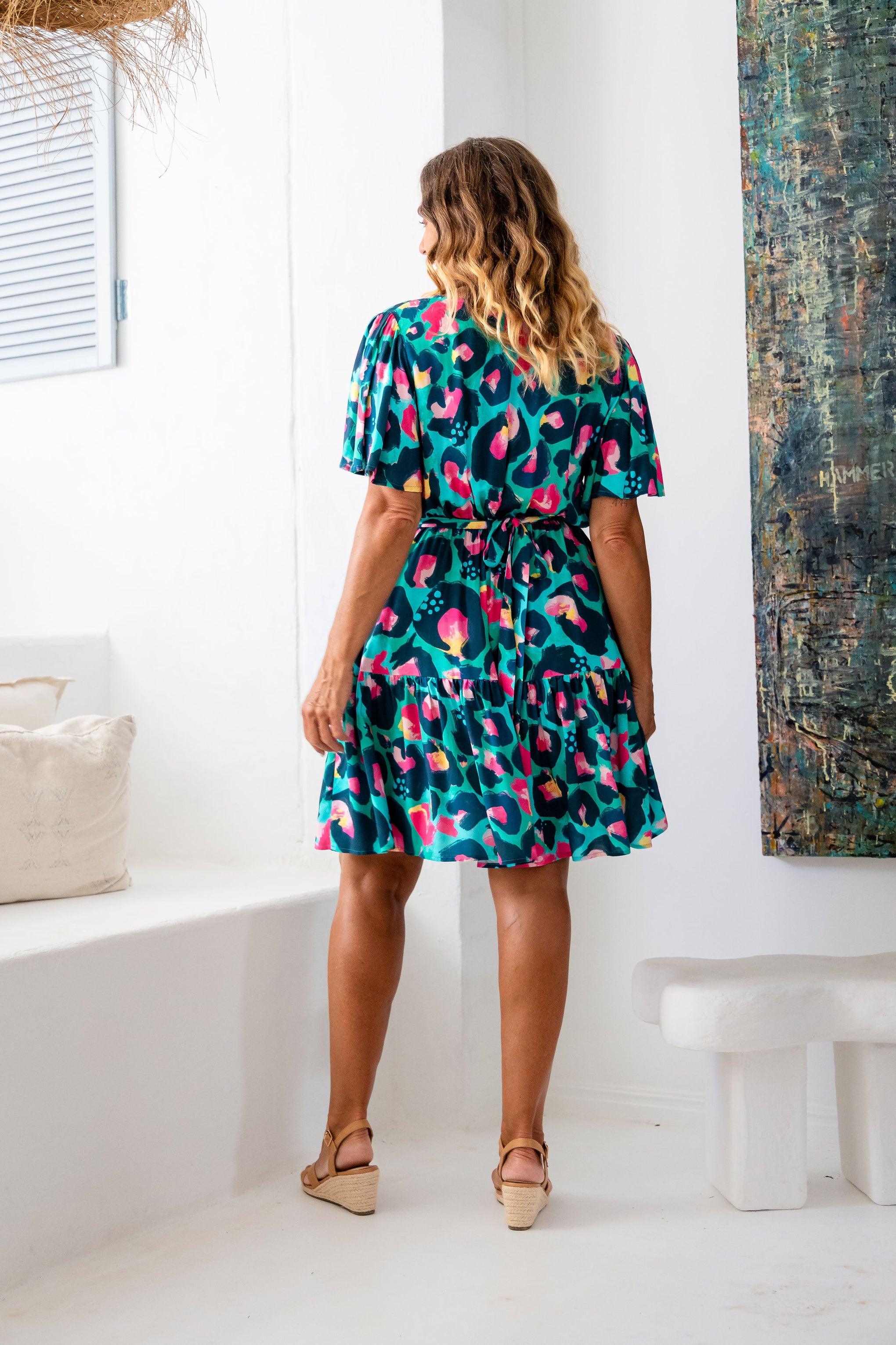 Deni Dress in Green Leopard by Kasey Rainbow