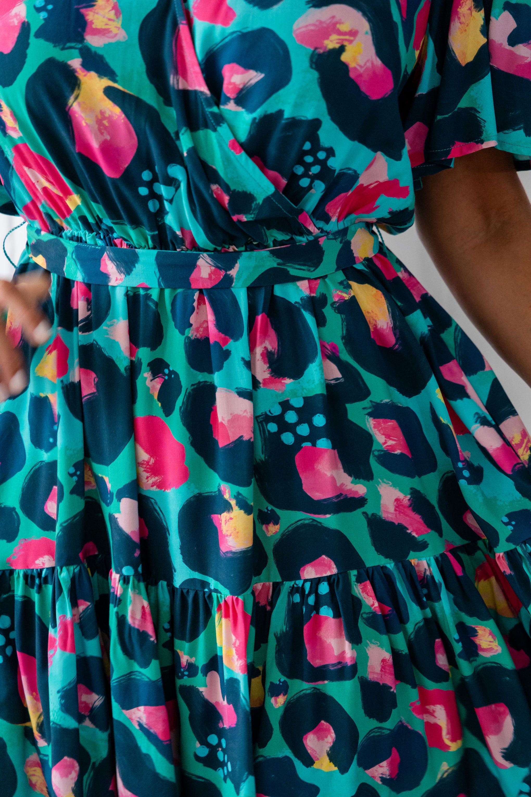 Deni Dress in Green Leopard by Kasey Rainbow