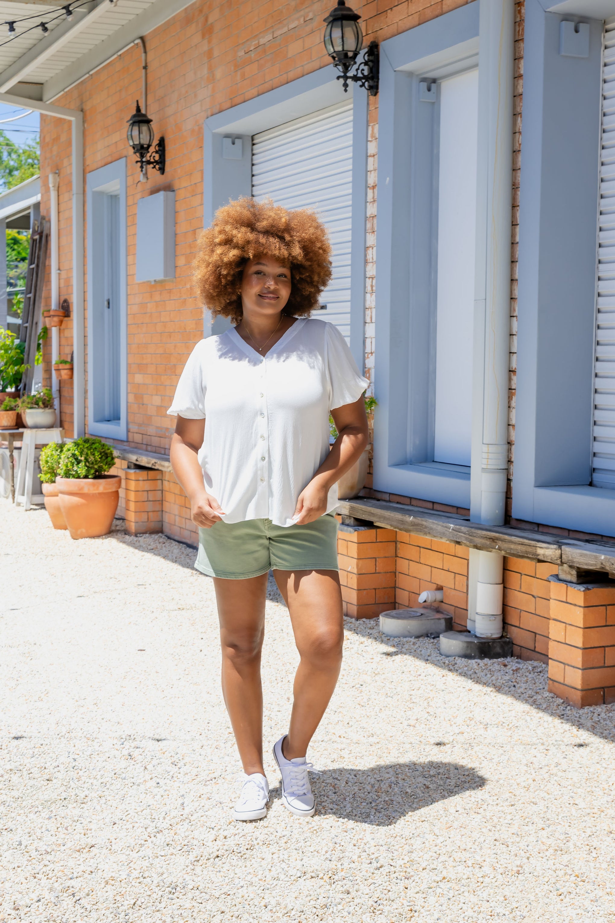 Winona Short Sleeve Blouse in White