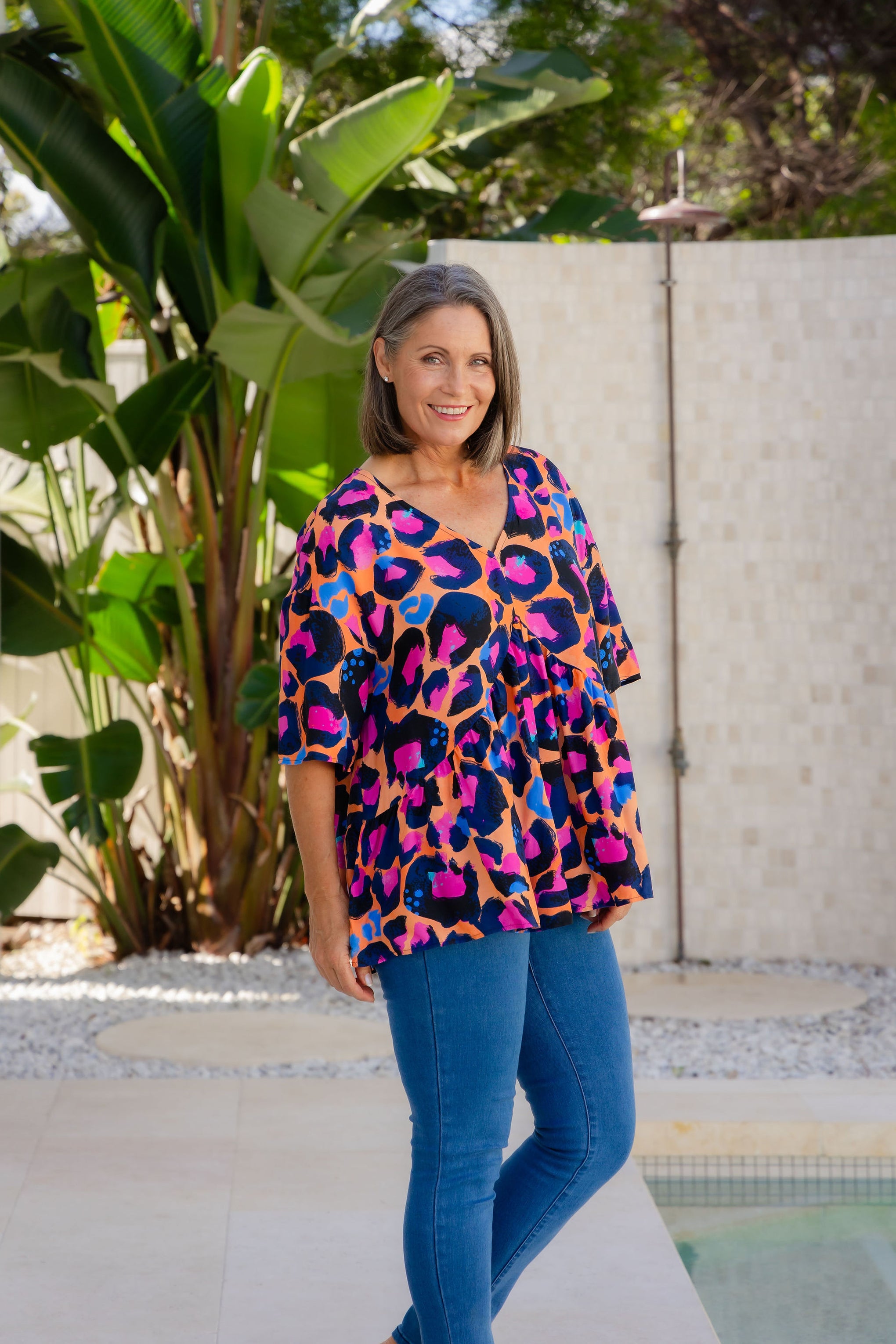 Peak Top in Sherbie - Peach Leopard by Kasey Rainbow