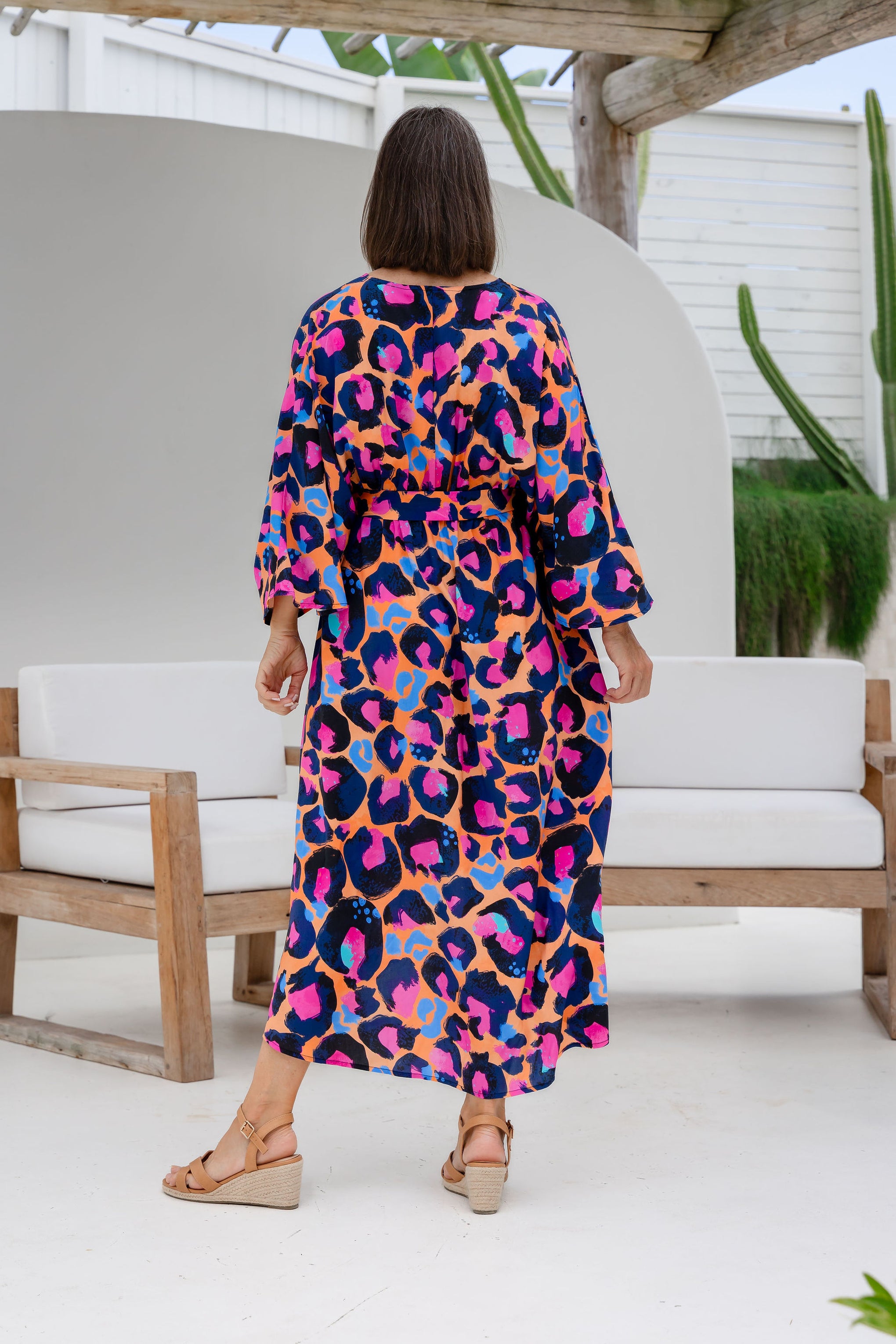 Polly Midi Dress in Sherbie - Peach Leopard by Kasey Rainbow
