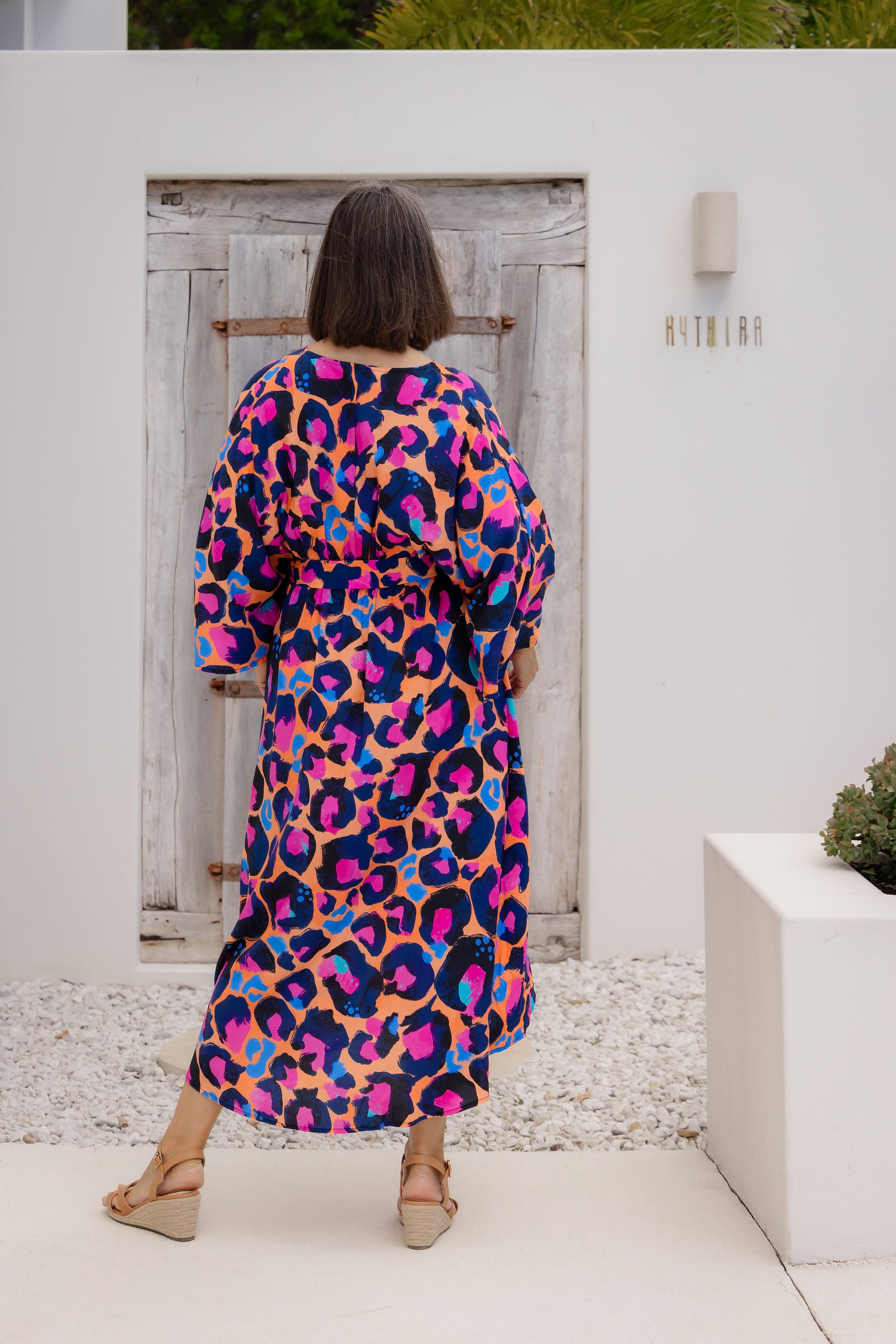 Polly Midi Dress in Sherbie - Peach Leopard by Kasey Rainbow