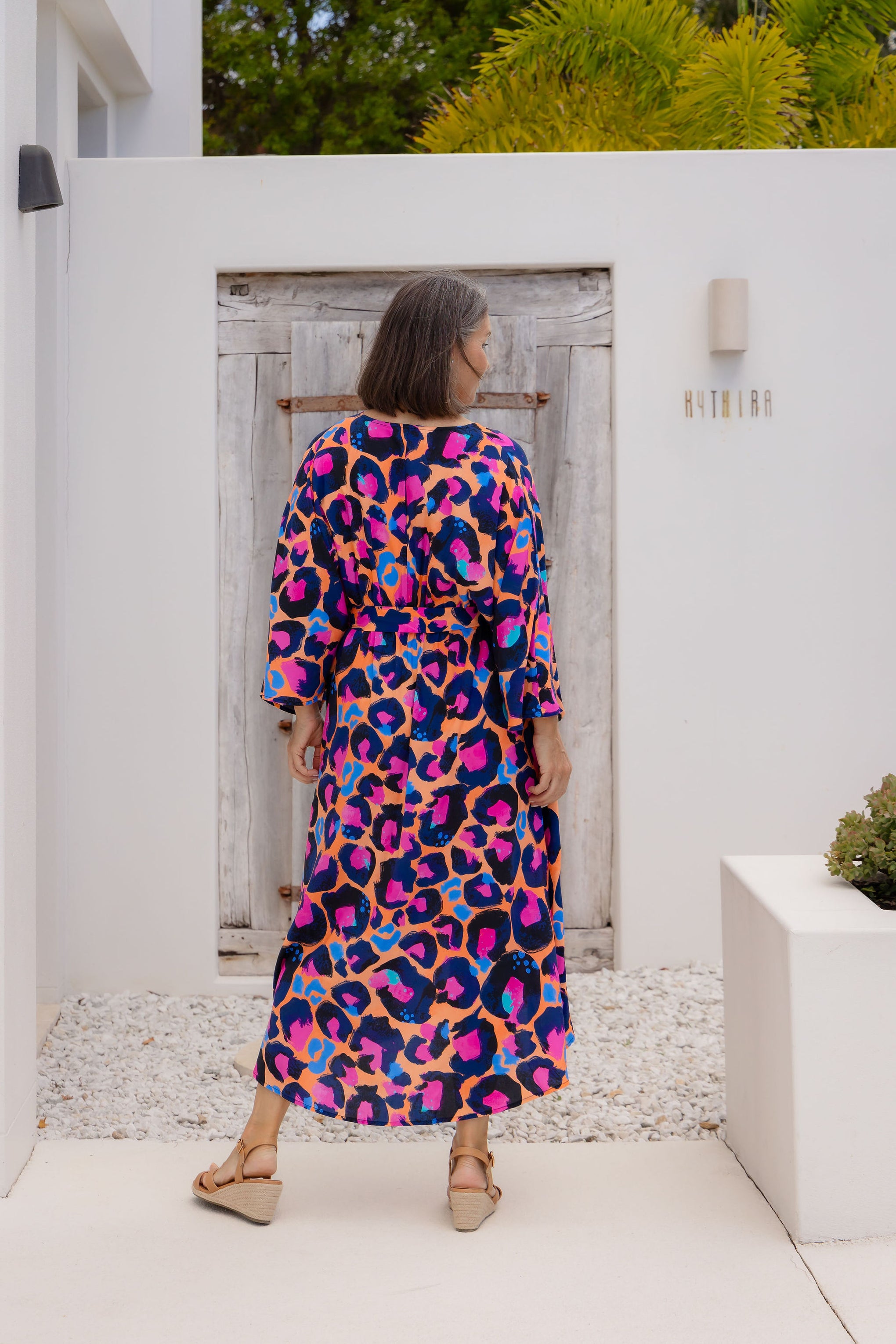 Polly Midi Dress in Sherbie - Peach Leopard by Kasey Rainbow