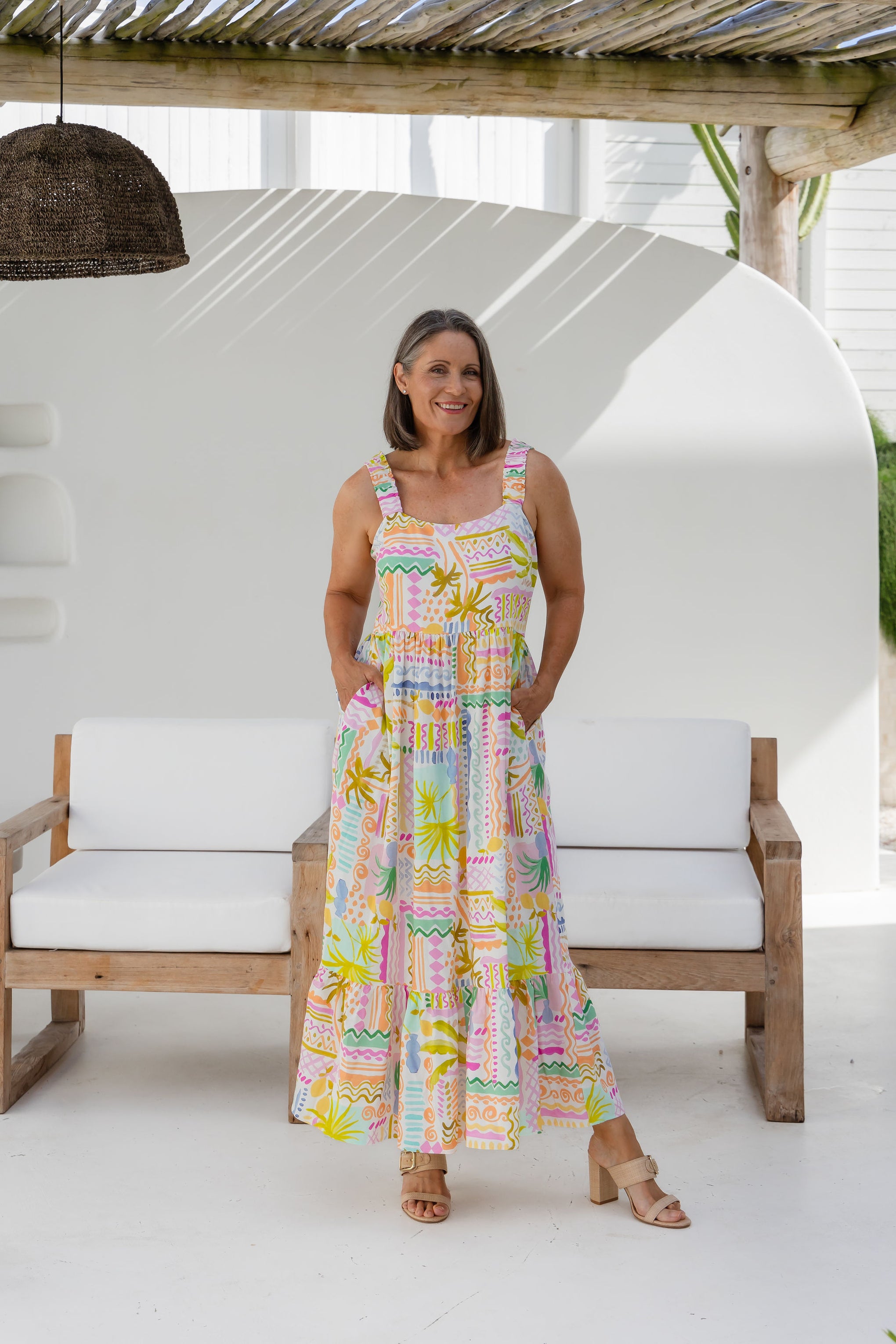 Eva Linen Blend Maxi Dress in Palma
