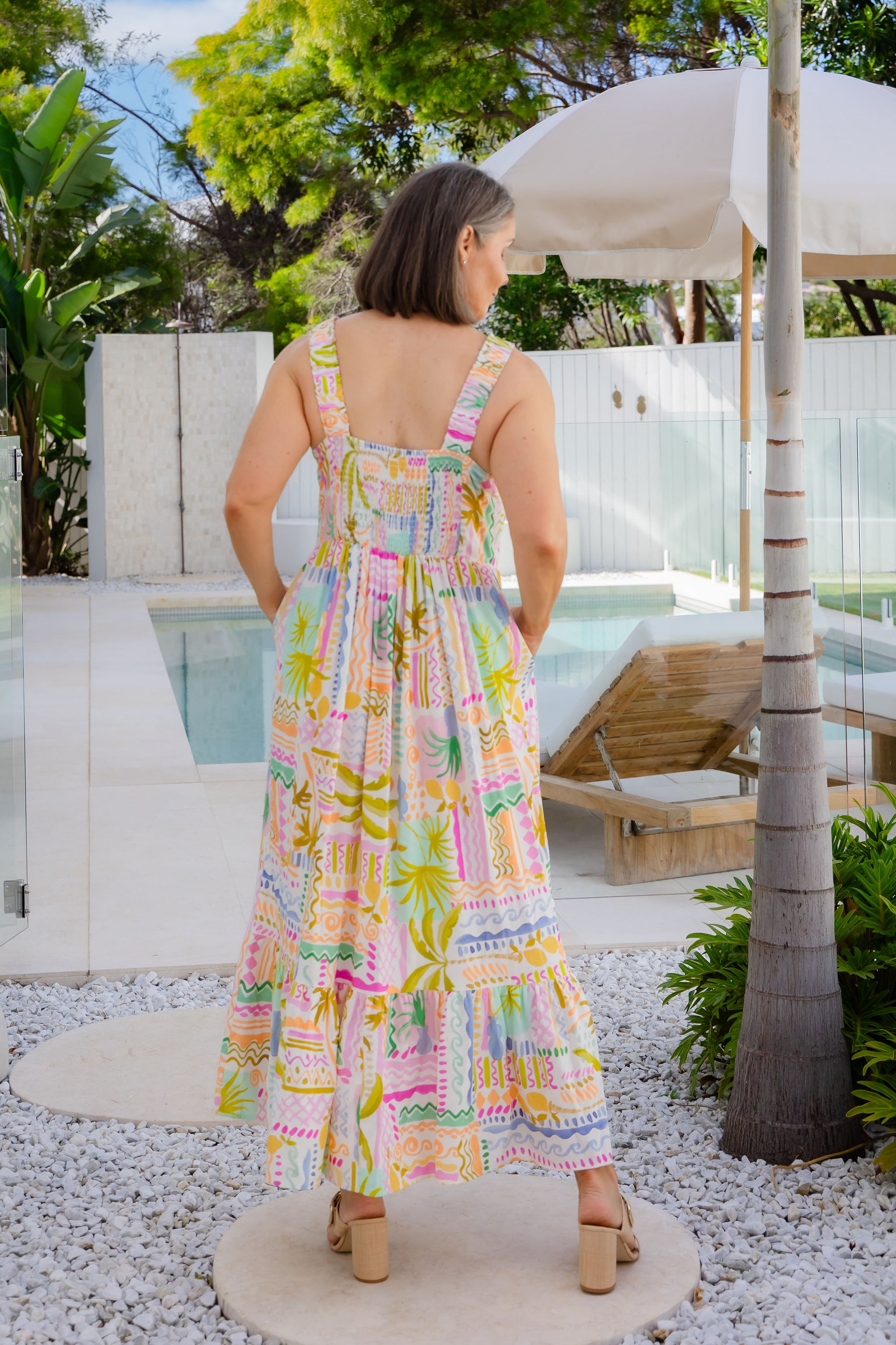 Eva Linen Blend Maxi Dress in Palma