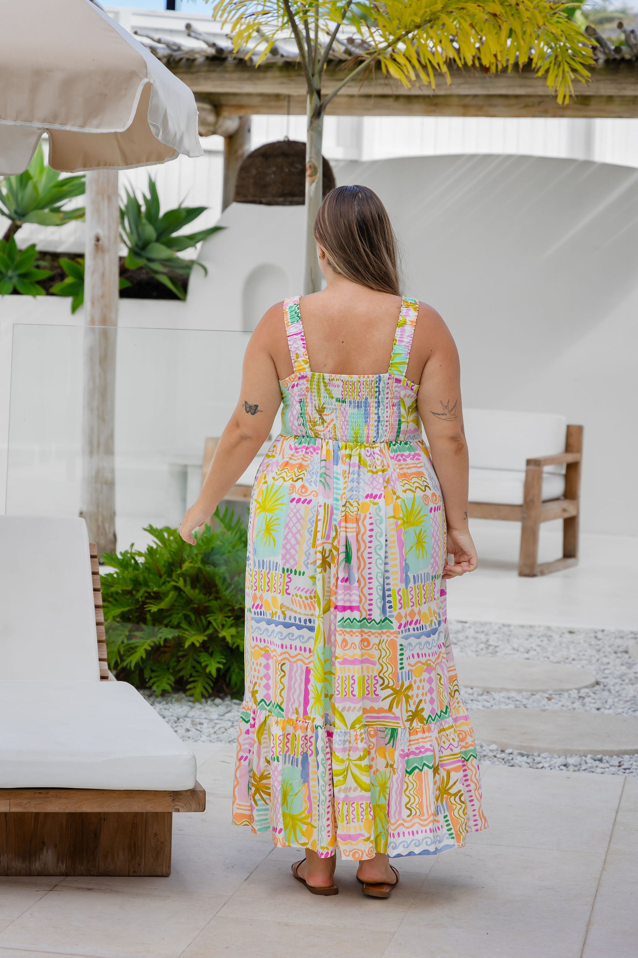 Eva Linen Blend Maxi Dress in Palma