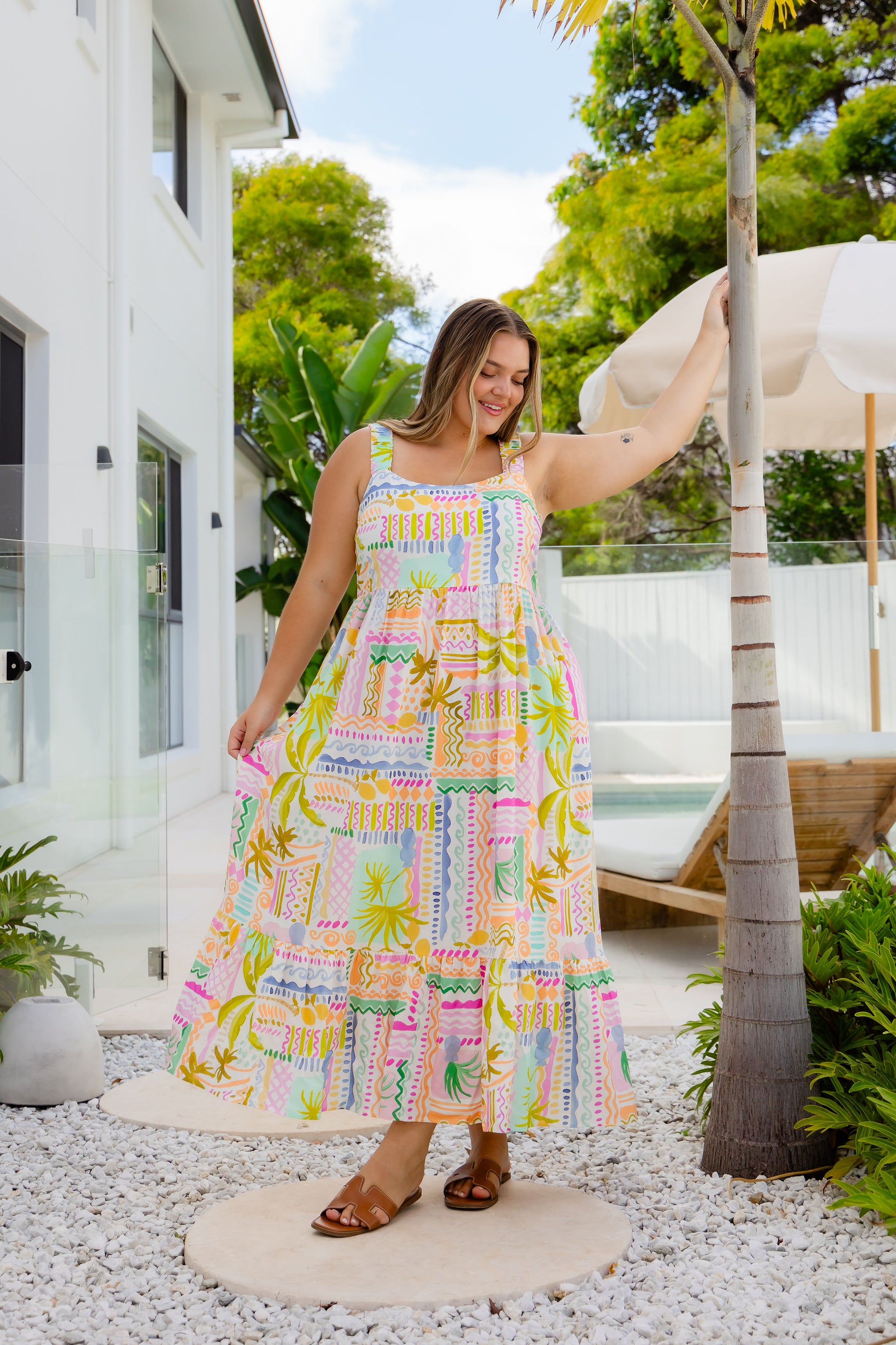 Eva Linen Blend Maxi Dress in Palma