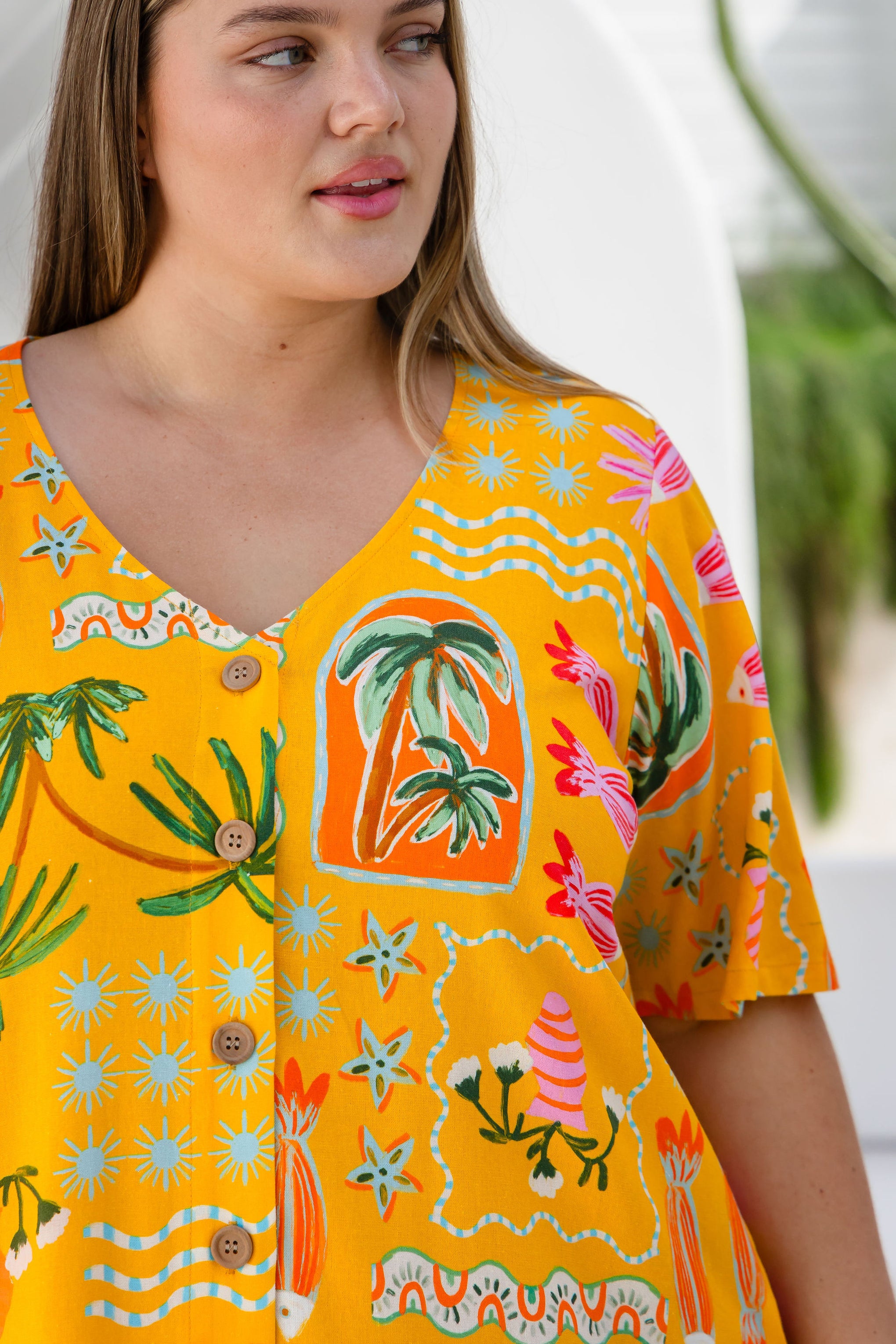 Jada Linen Blend Dress in Star Fish Fiesta