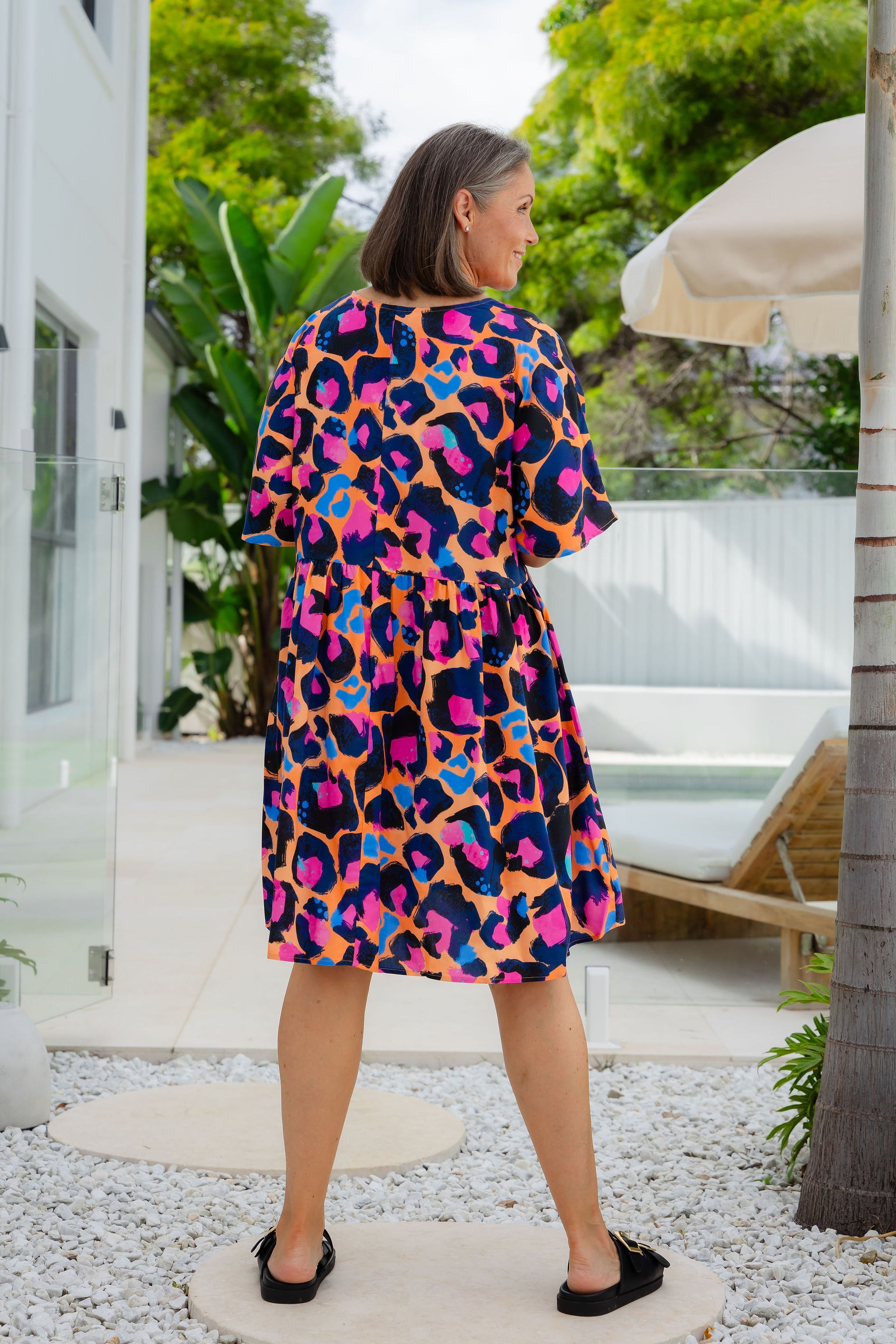 Disco Dress in Sherbie - Peach Leopard by Kasey Rainbow