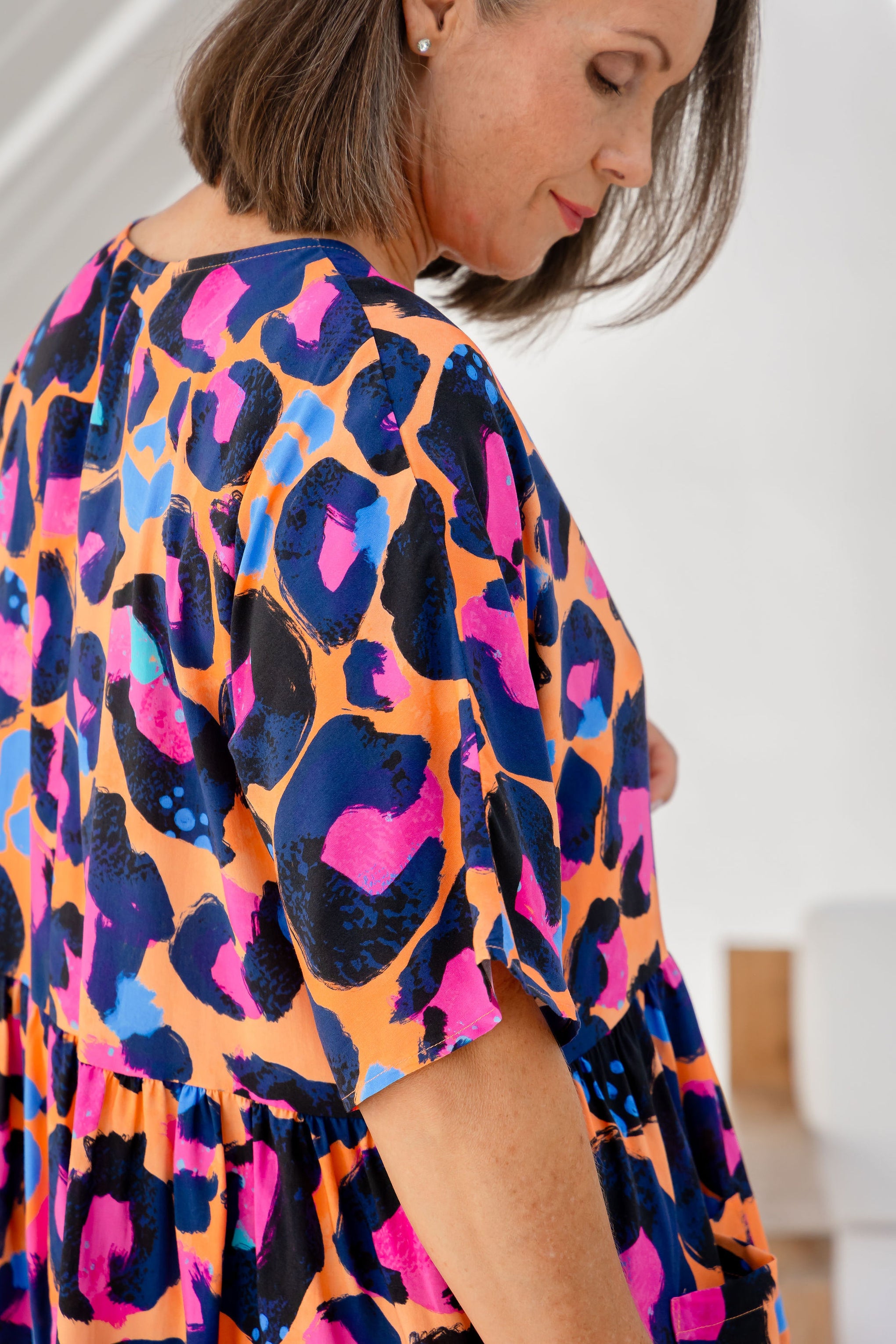 Disco Dress in Sherbie - Peach Leopard by Kasey Rainbow