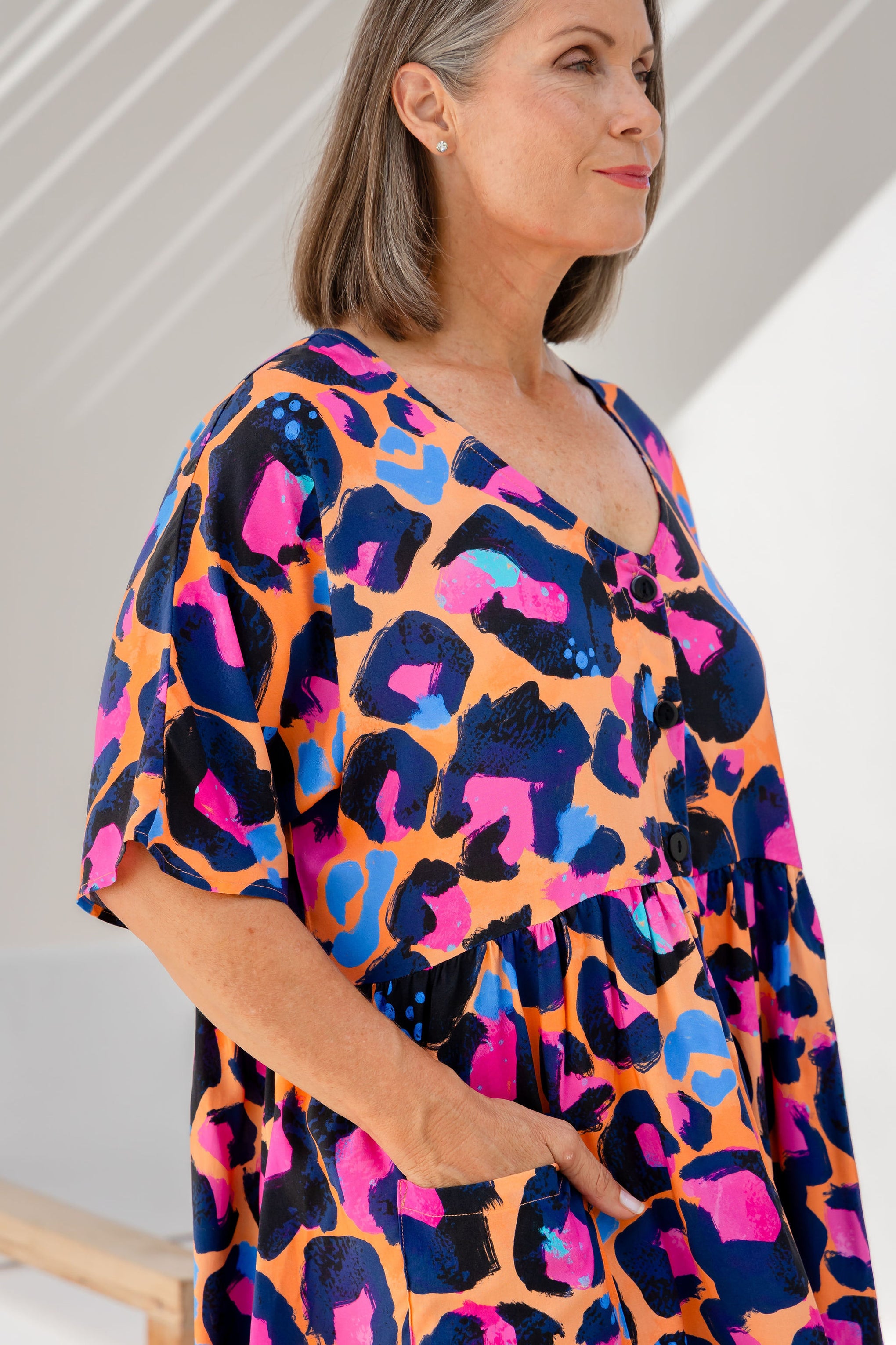 Disco Dress in Sherbie - Peach Leopard by Kasey Rainbow