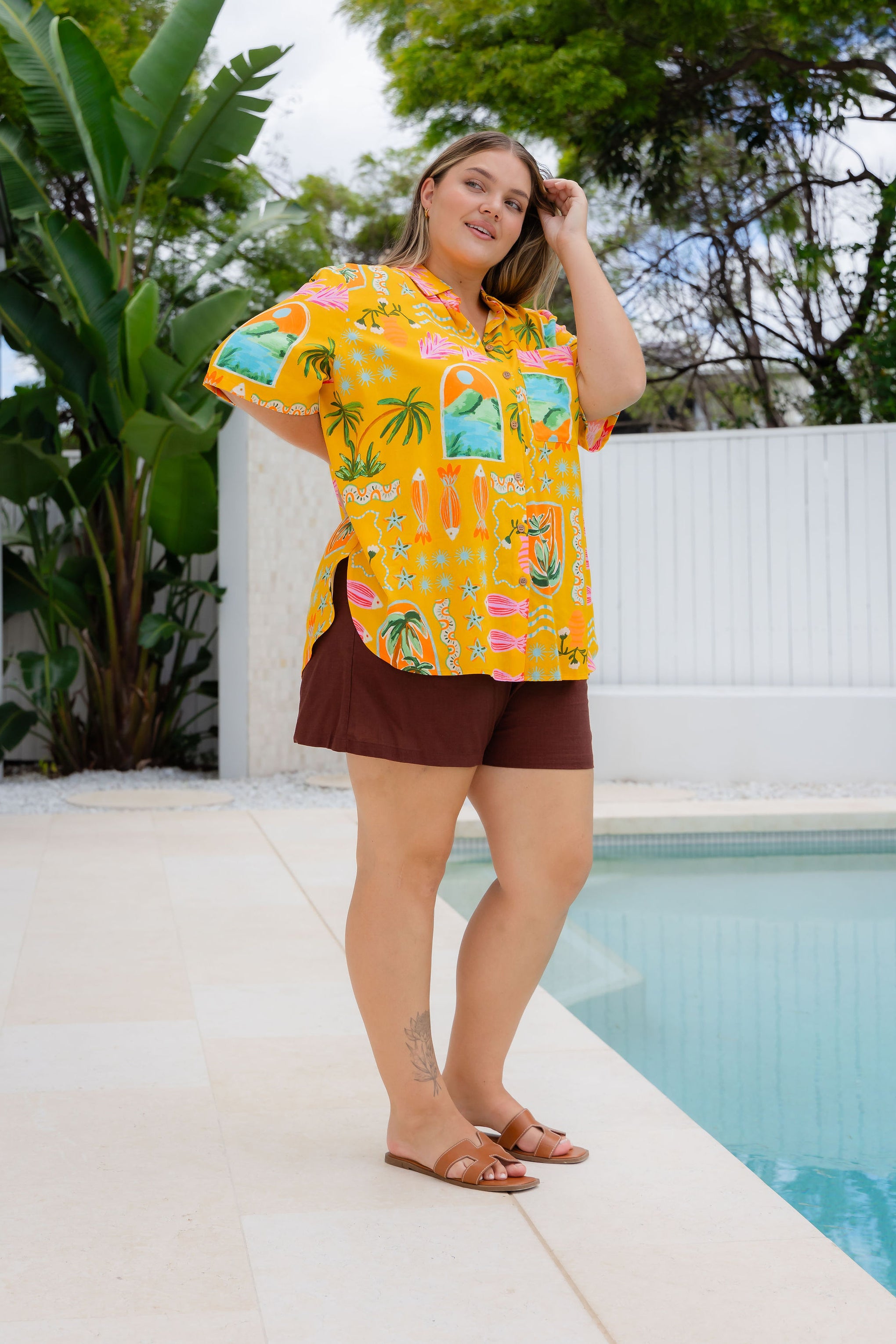 Samara Linen Blend Shirt in Star Fish Fiesta