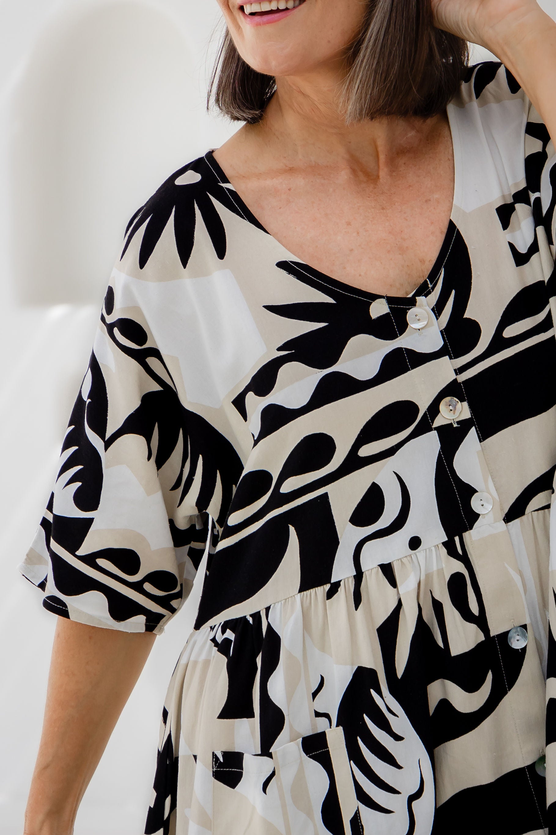 Disco Linen Blend Dress in Neptune