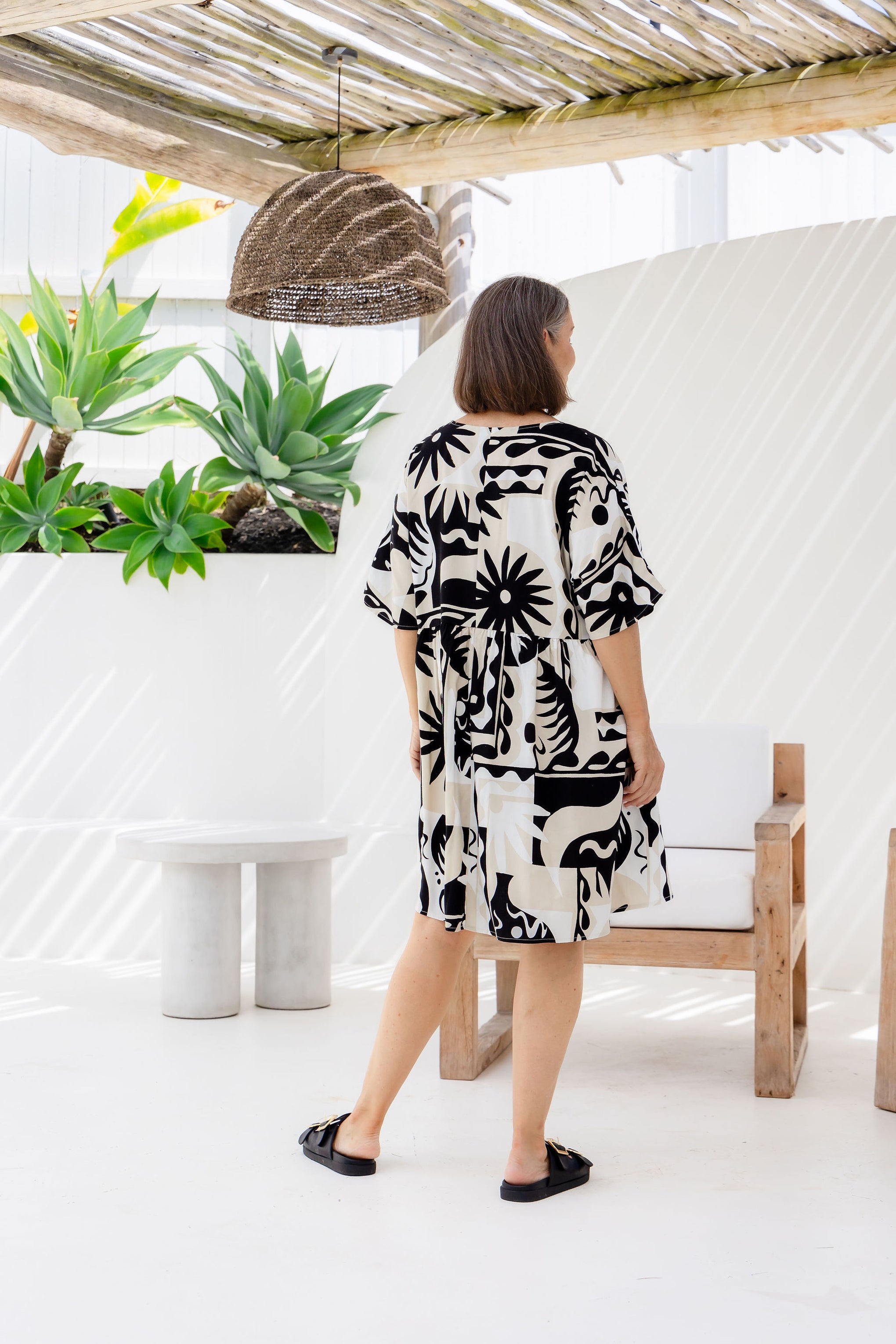 Disco Linen Blend Dress in Neptune