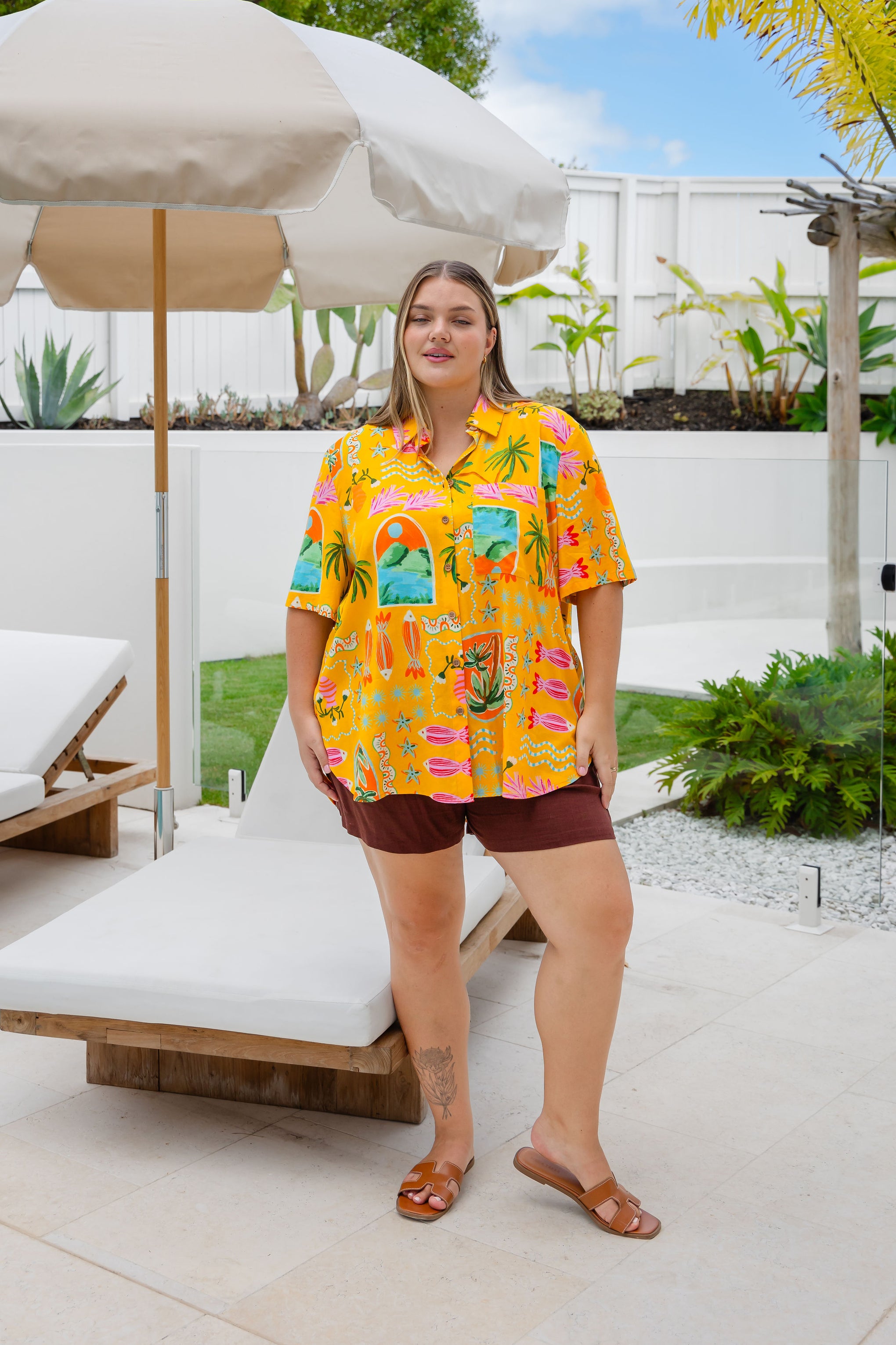 Samara Linen Blend Shirt in Star Fish Fiesta