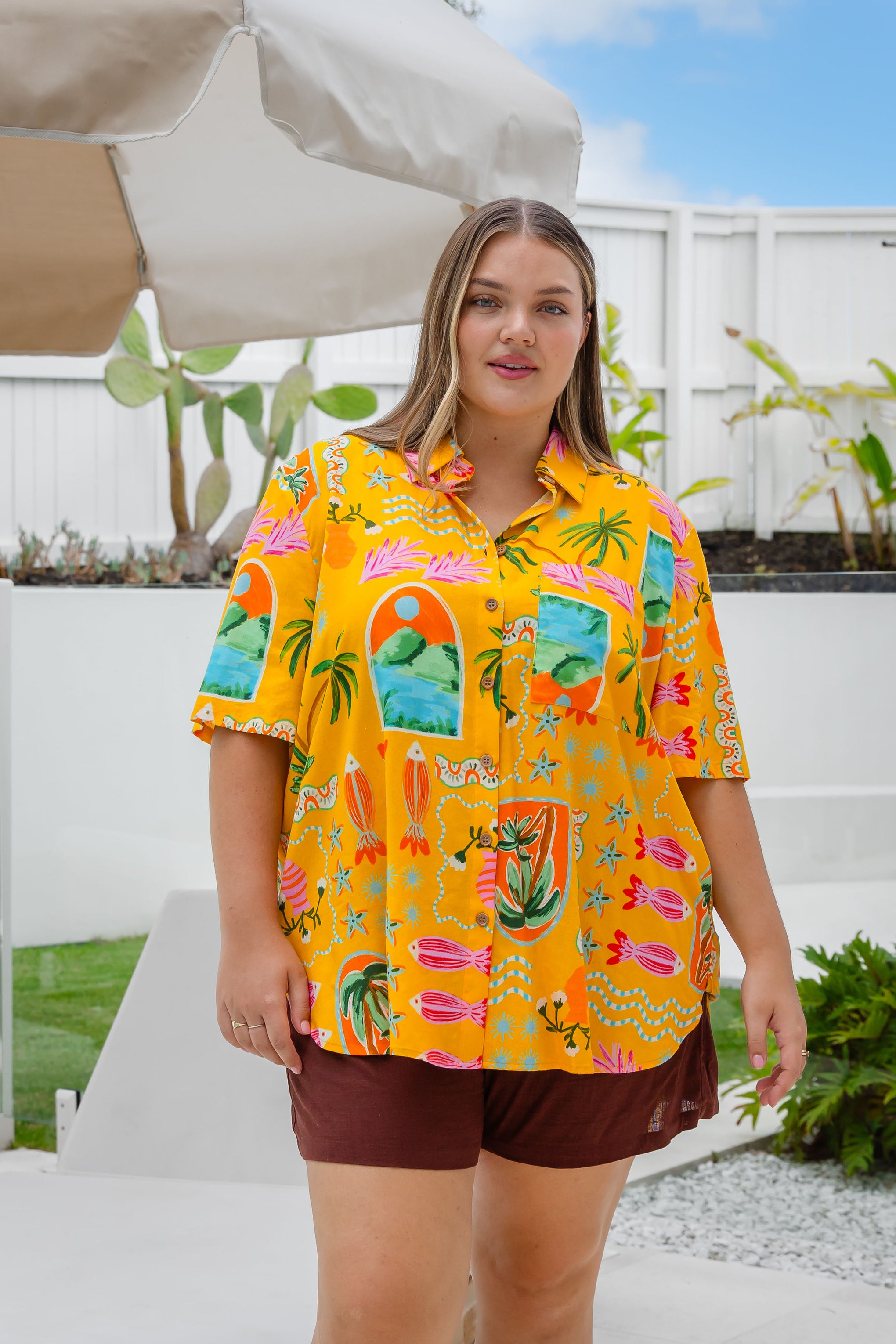 Samara Linen Blend Shirt in Star Fish Fiesta
