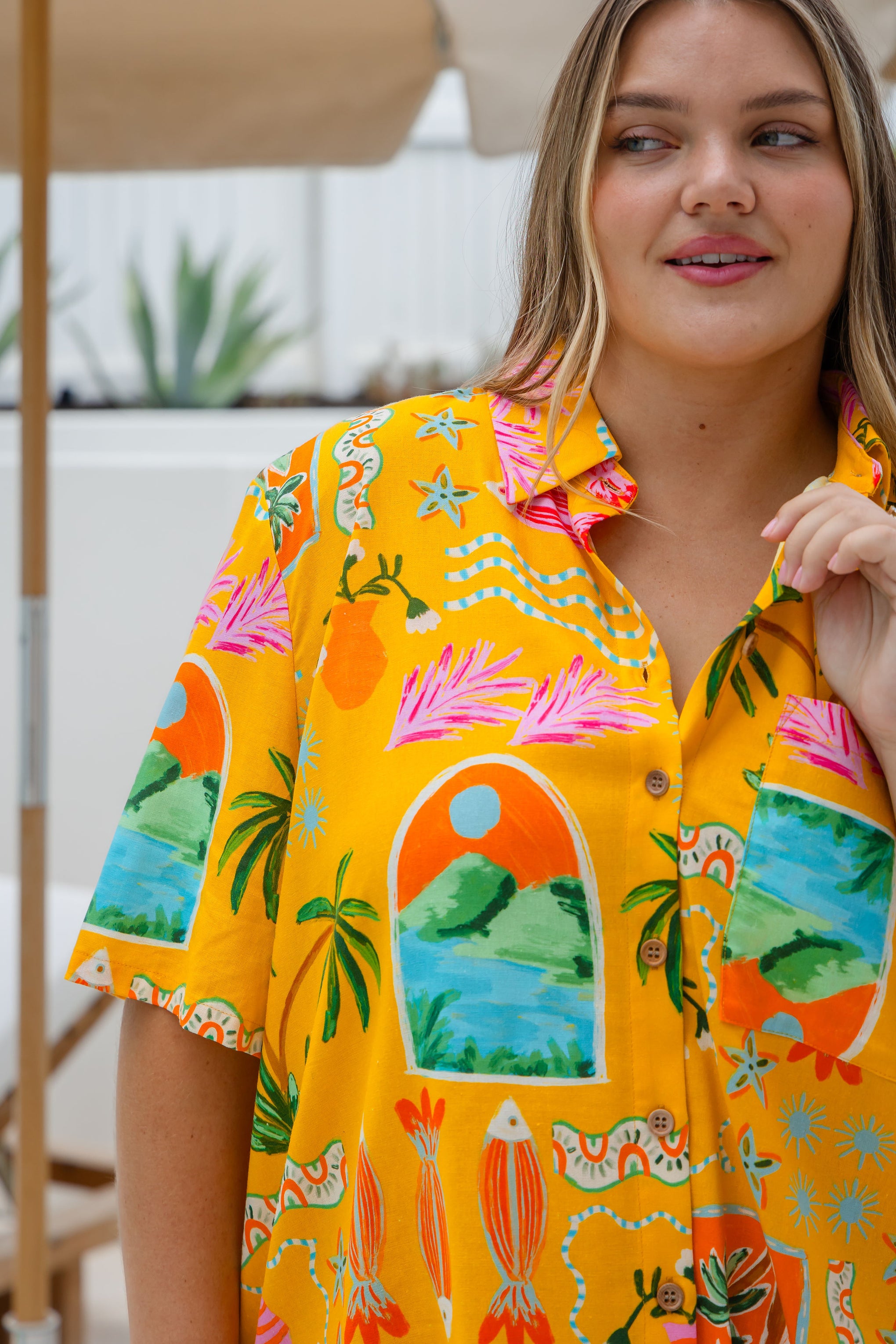Samara Linen Blend Shirt in Star Fish Fiesta