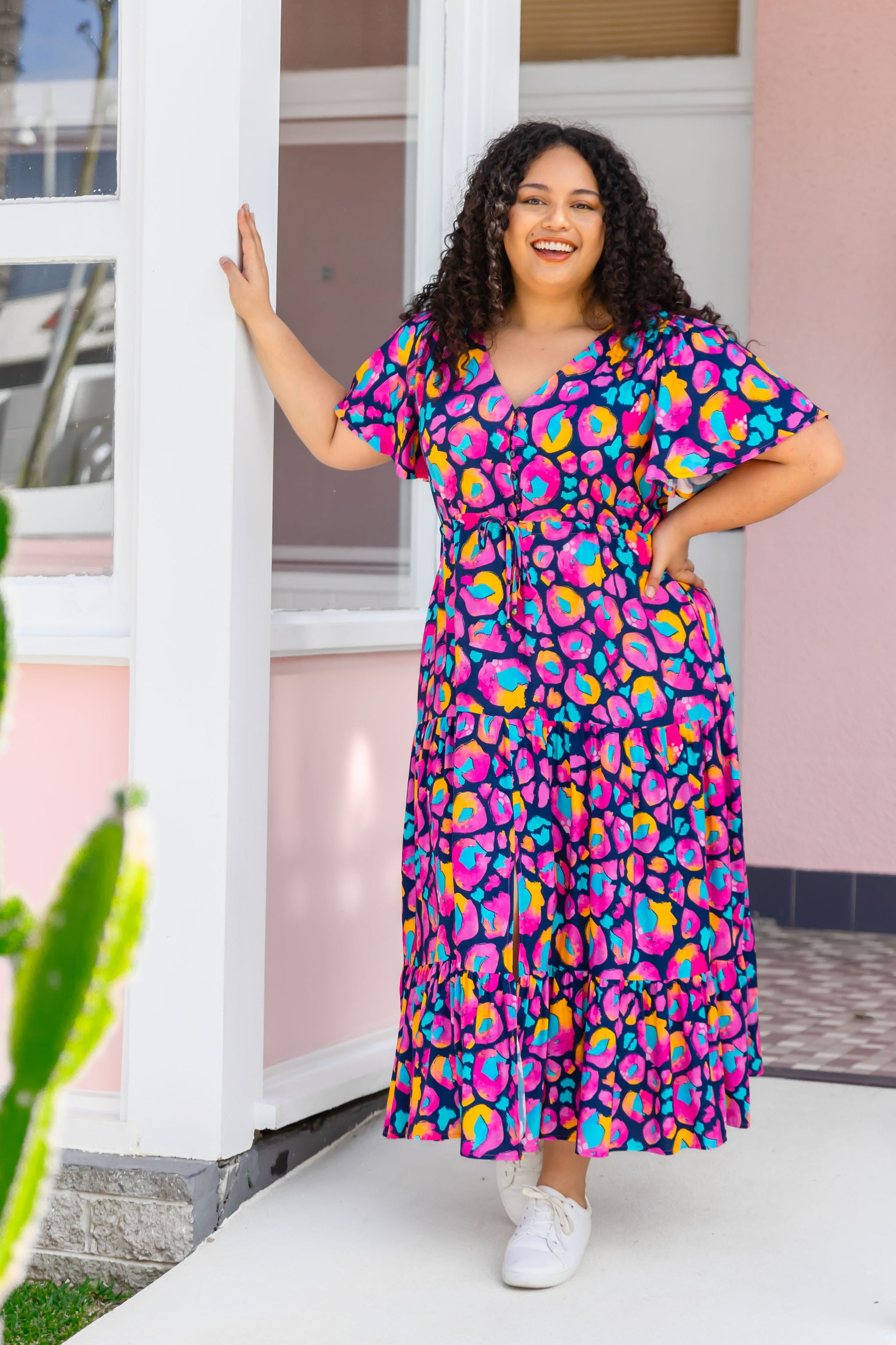 Bonnie Dress in Magenta Leopard by Kasey Rainbow