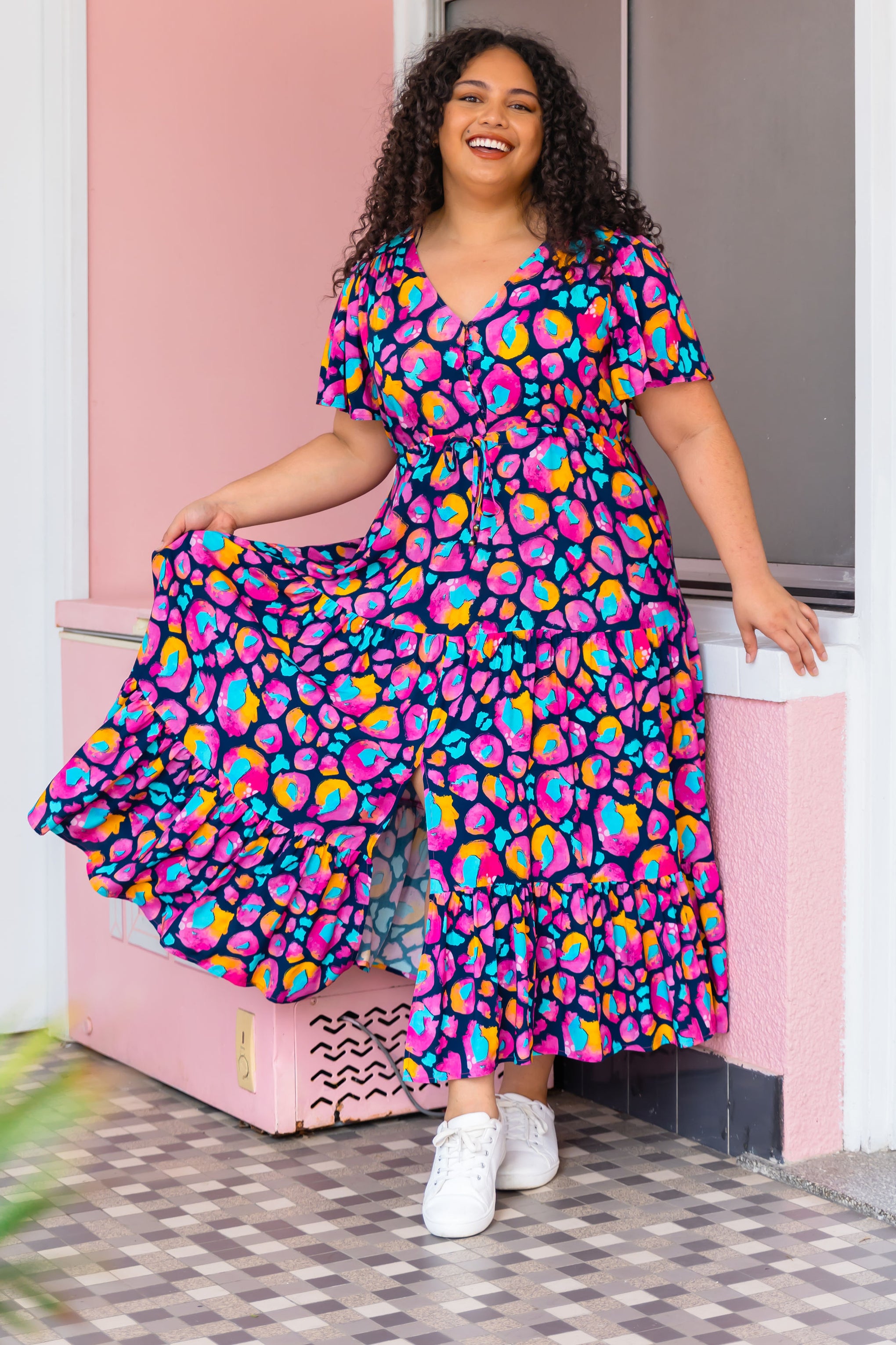 Bonnie Dress in Magenta Leopard by Kasey Rainbow