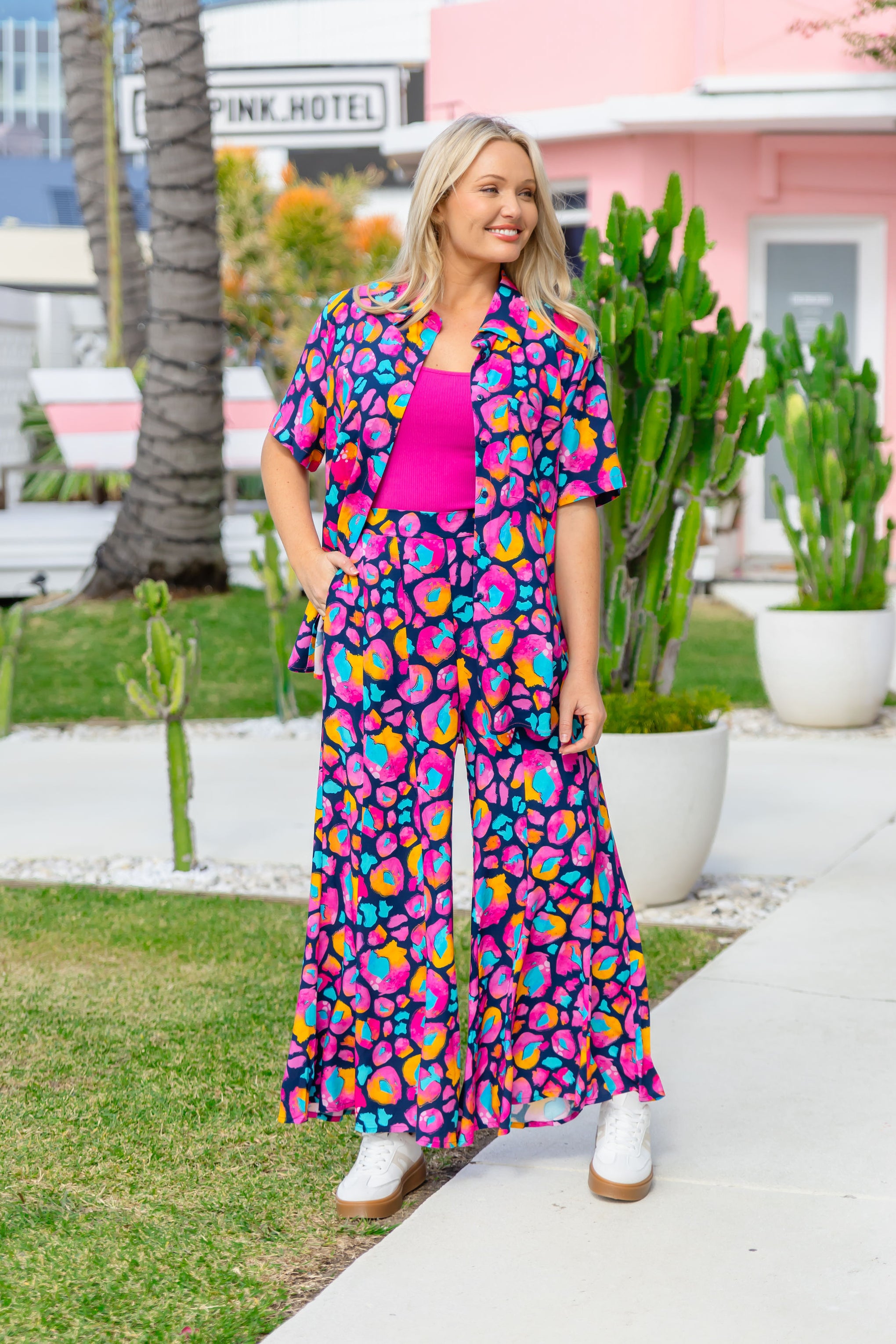 Zelda Pants in Magenta Leopard by Kasey Rainbow