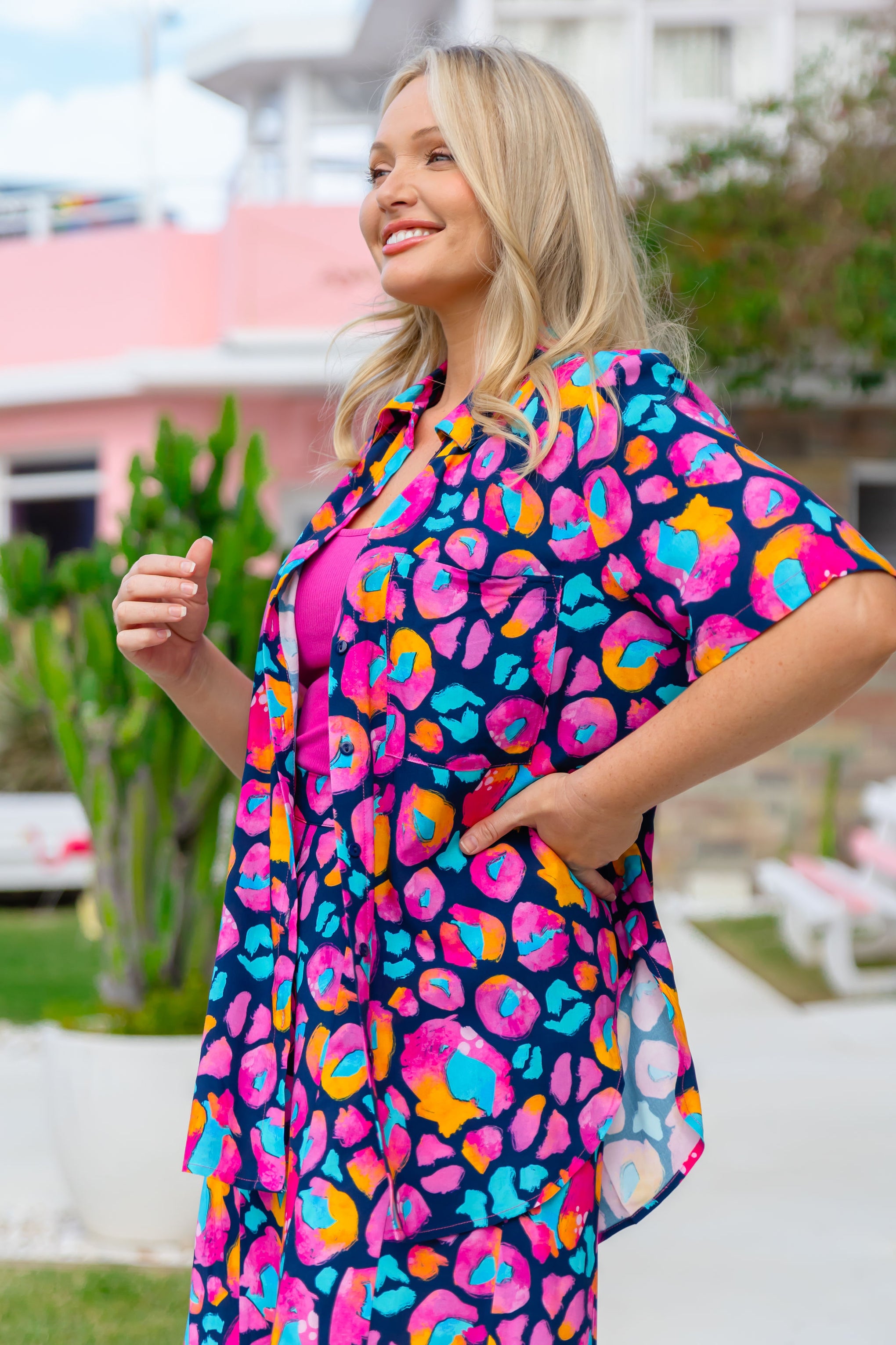 Samara Shirt in Magenta Leopard by Kasey Rainbow