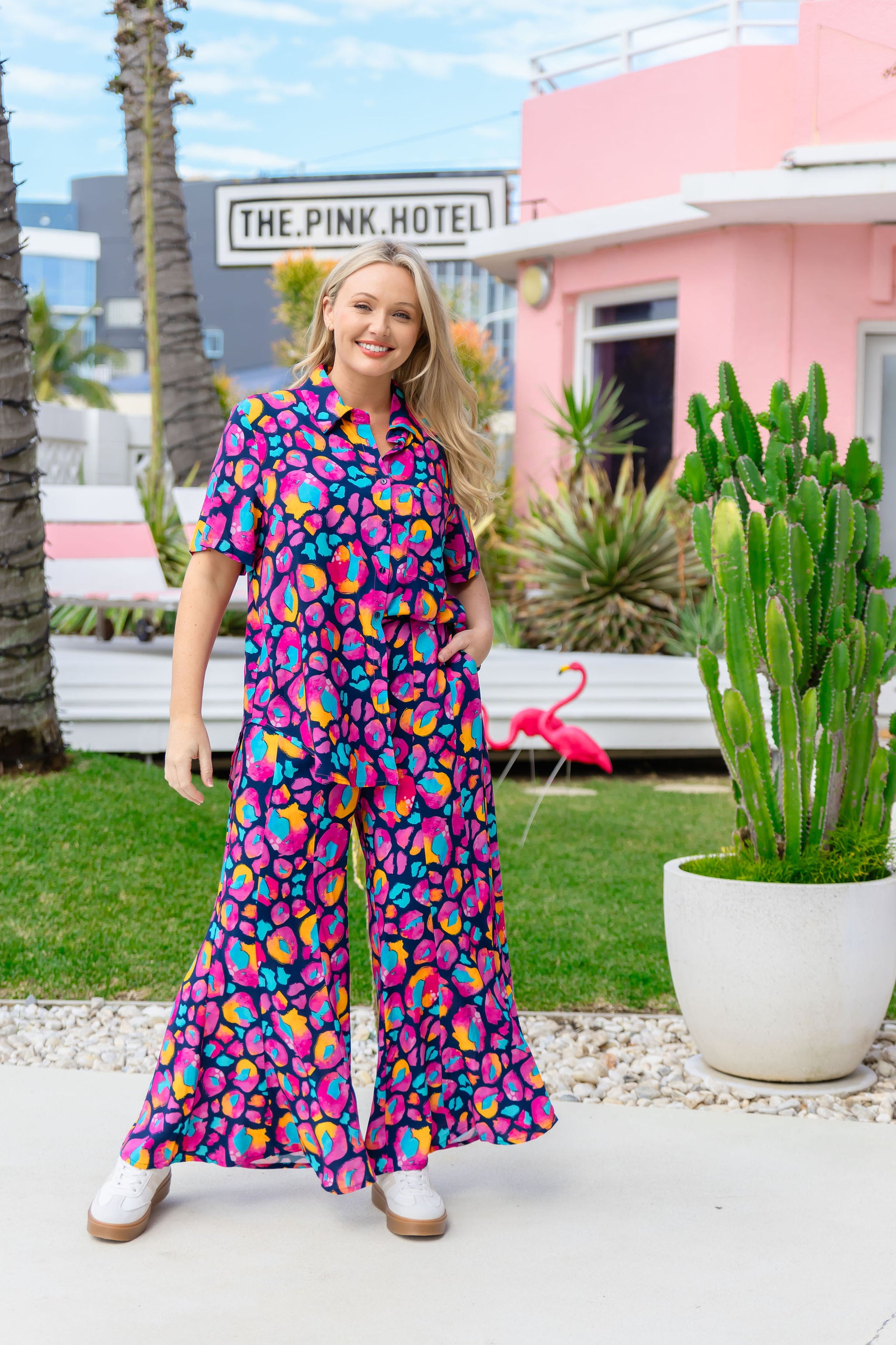Zelda Pants in Magenta Leopard by Kasey Rainbow