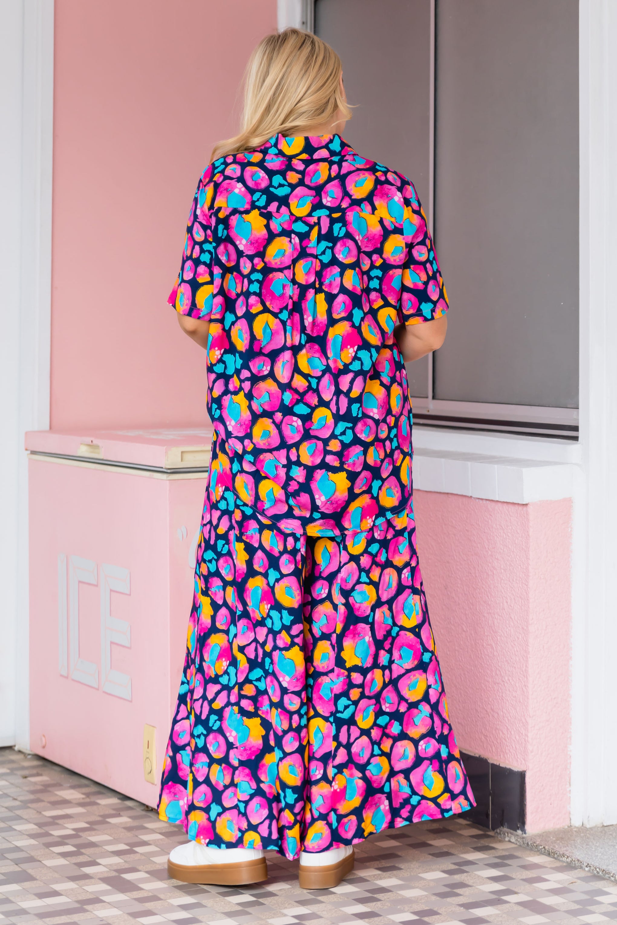 Zelda Pants in Magenta Leopard by Kasey Rainbow