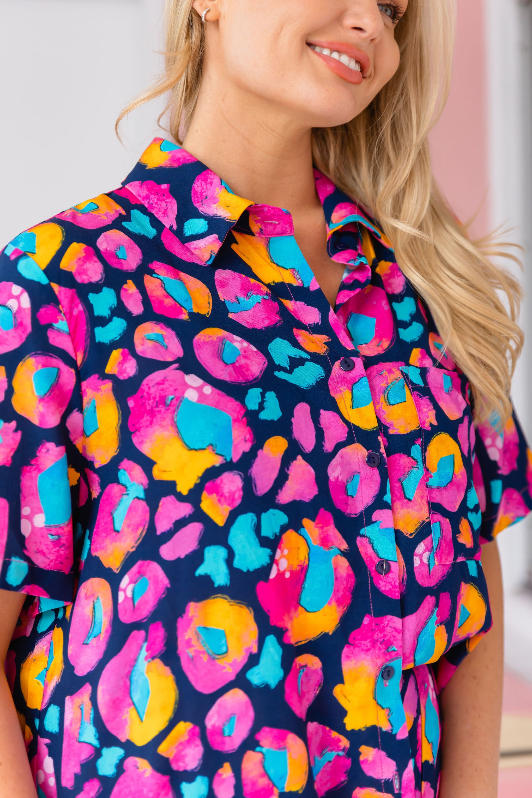 Samara Shirt in Magenta Leopard by Kasey Rainbow