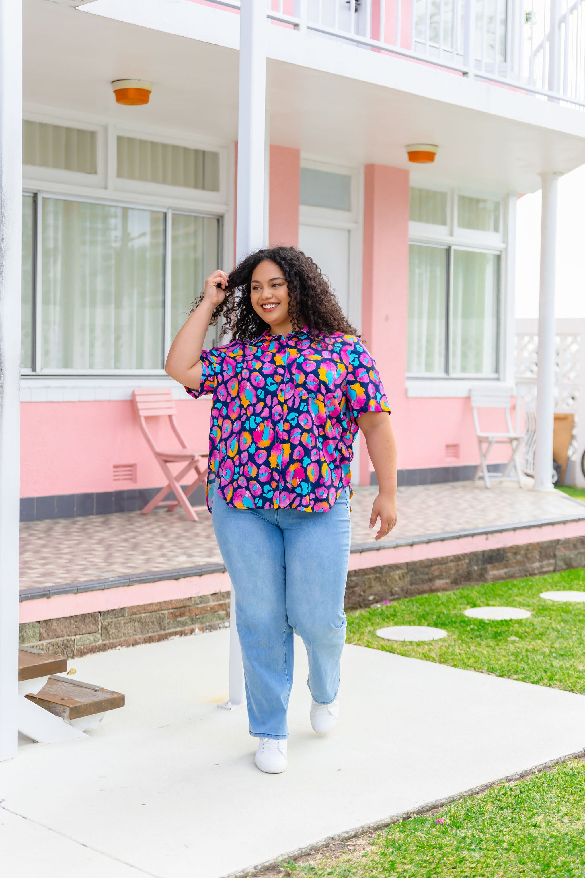 Samara Shirt in Magenta Leopard by Kasey Rainbow