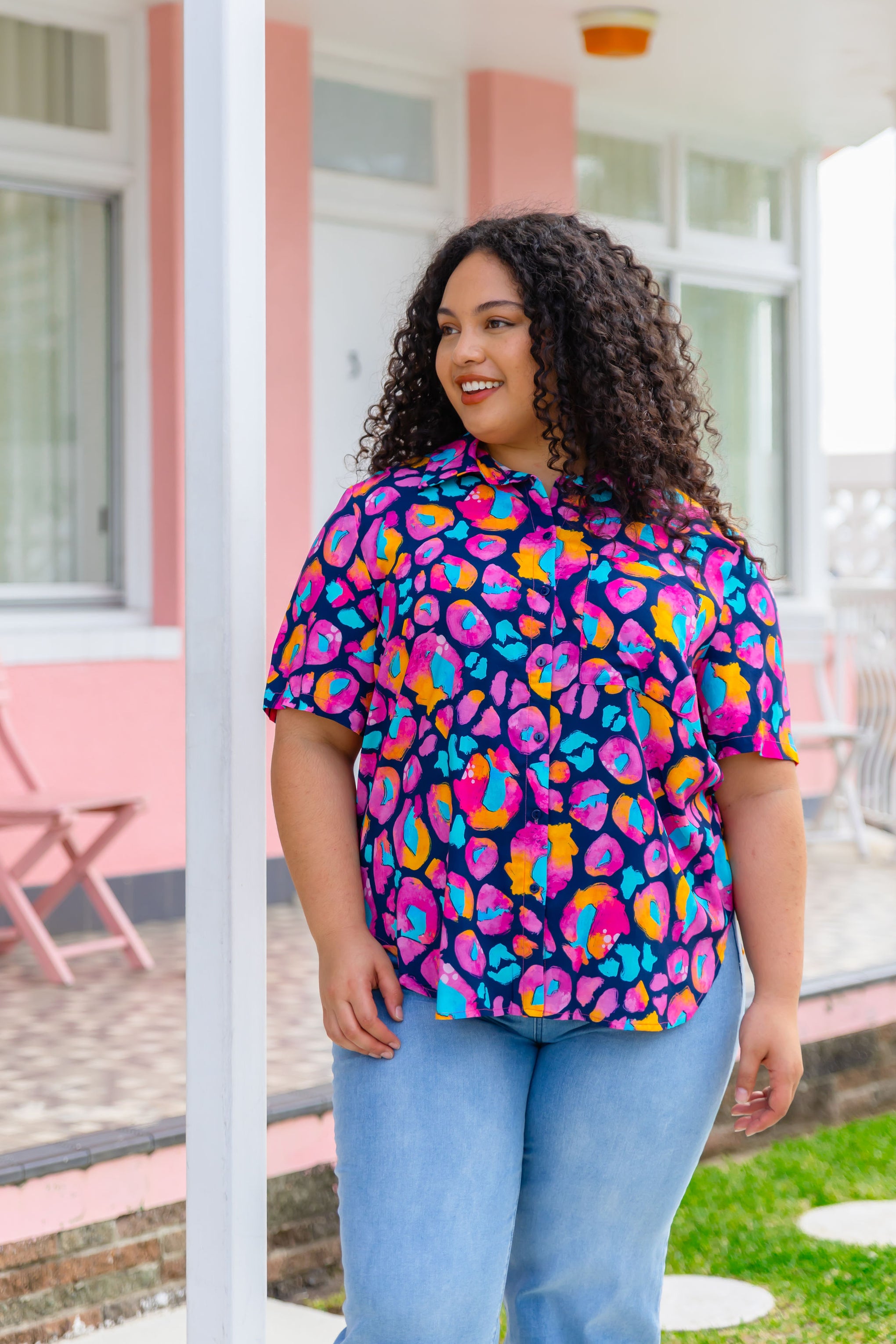 Samara Shirt in Magenta Leopard by Kasey Rainbow